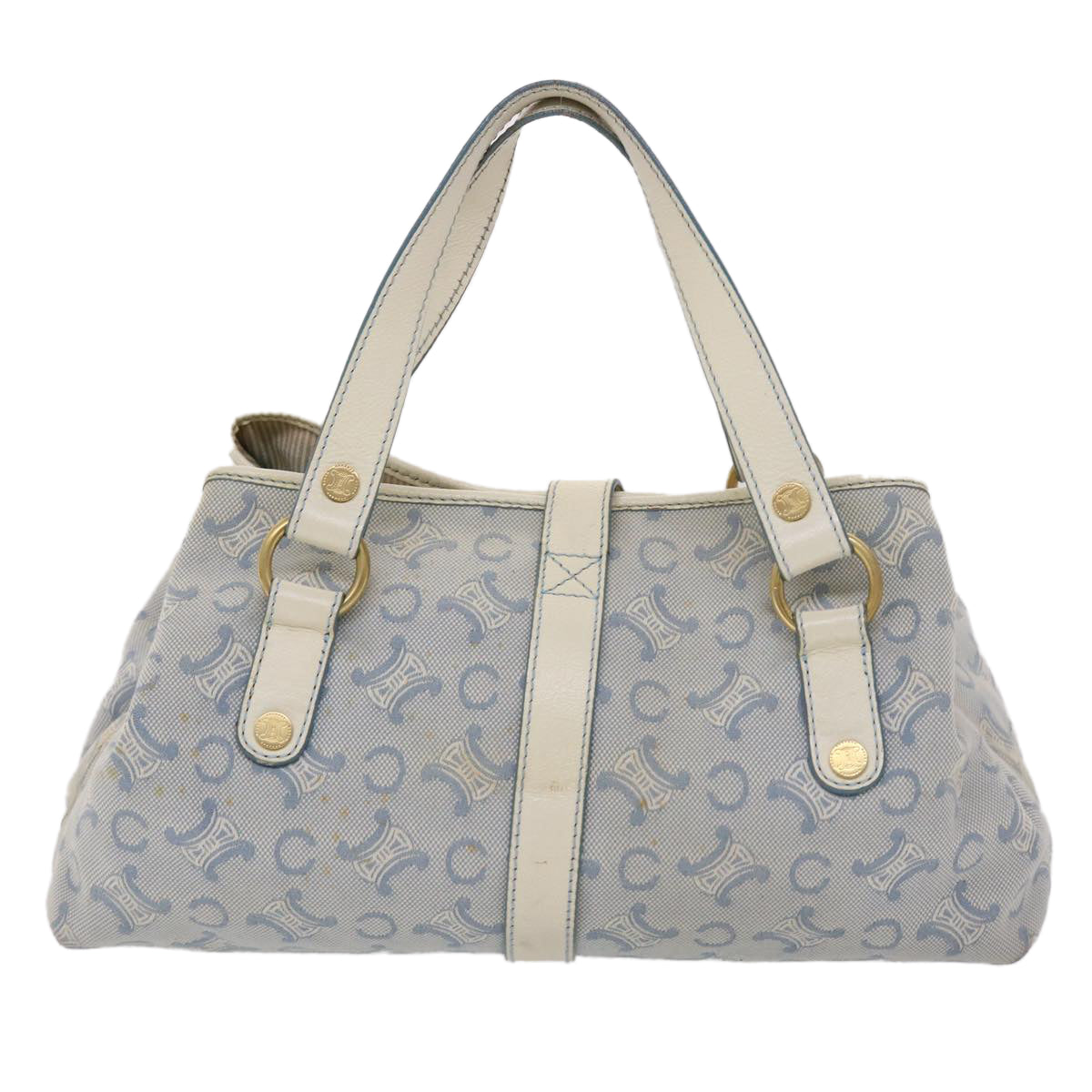 CELINE Paris Macadam Shoulder Bag Canvas Blue White Auth bs6303 - 0