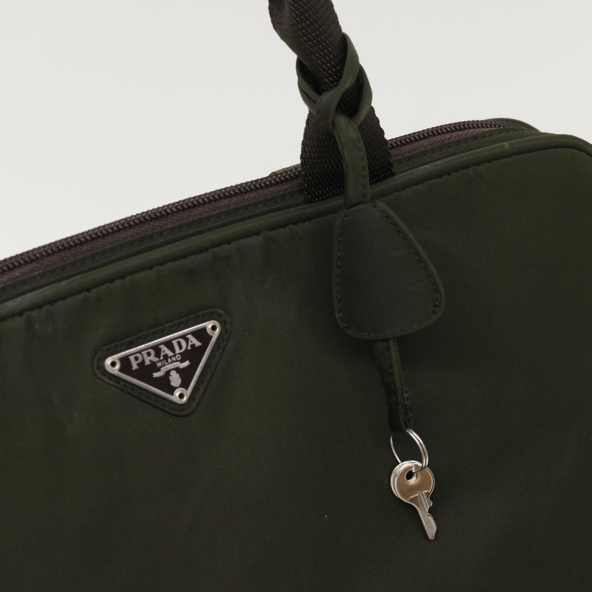 PRADA Hand Bag Nylon Khaki Auth bs6319