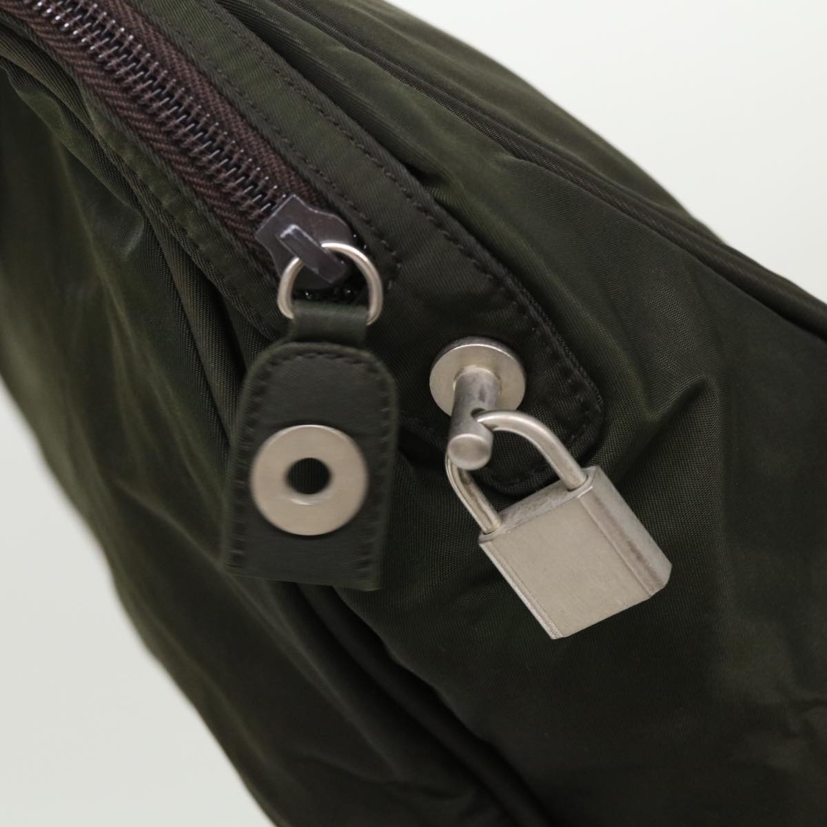 PRADA Hand Bag Nylon Khaki Auth bs6319
