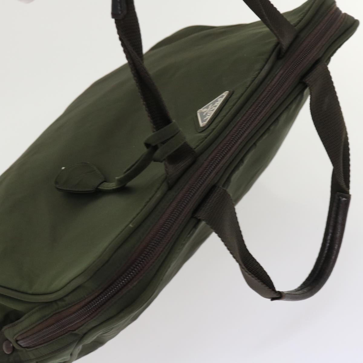 PRADA Hand Bag Nylon Khaki Auth bs6319