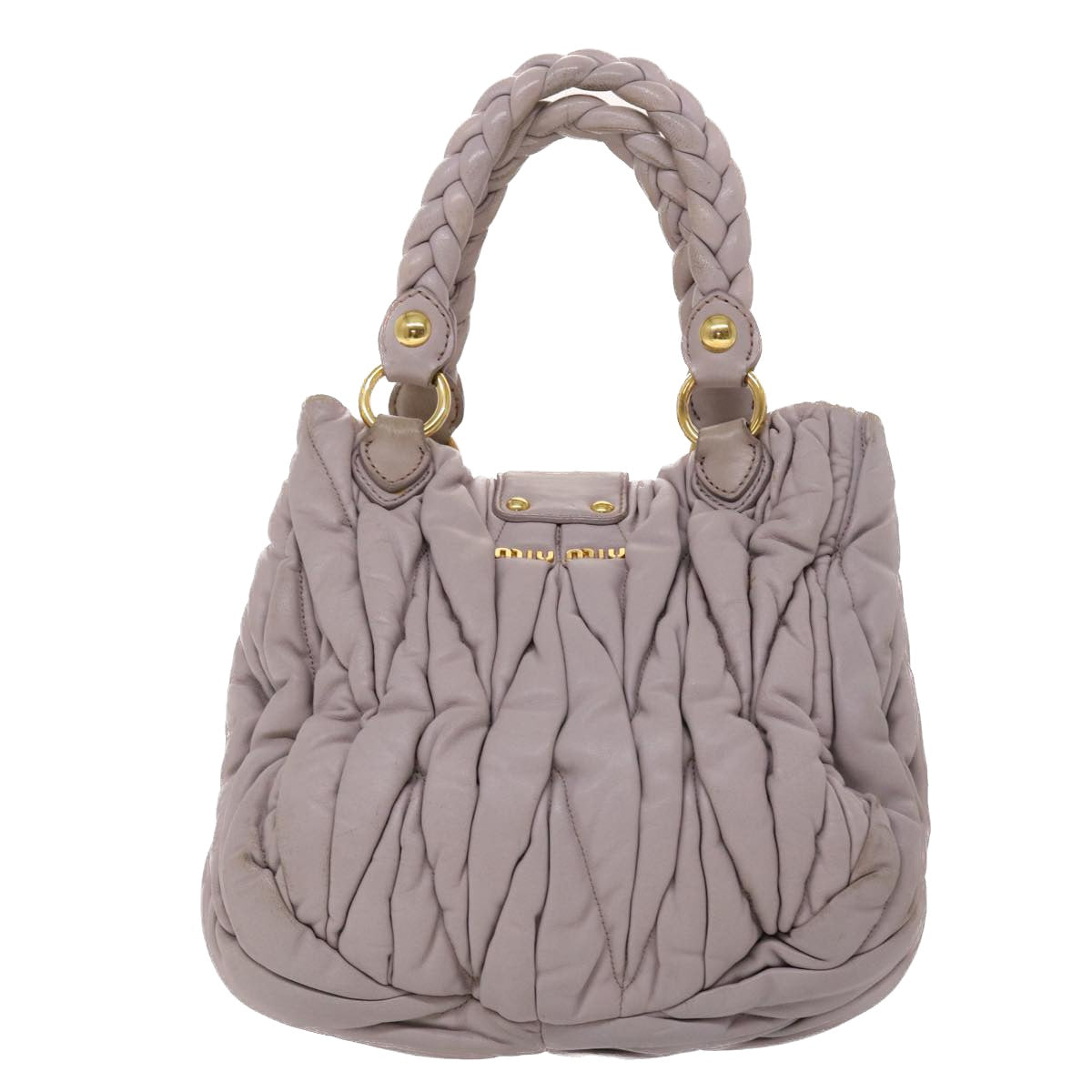 Miu Miu Hand Bag Leather 2way Shoulder Bag Purple Auth bs6355 - 0