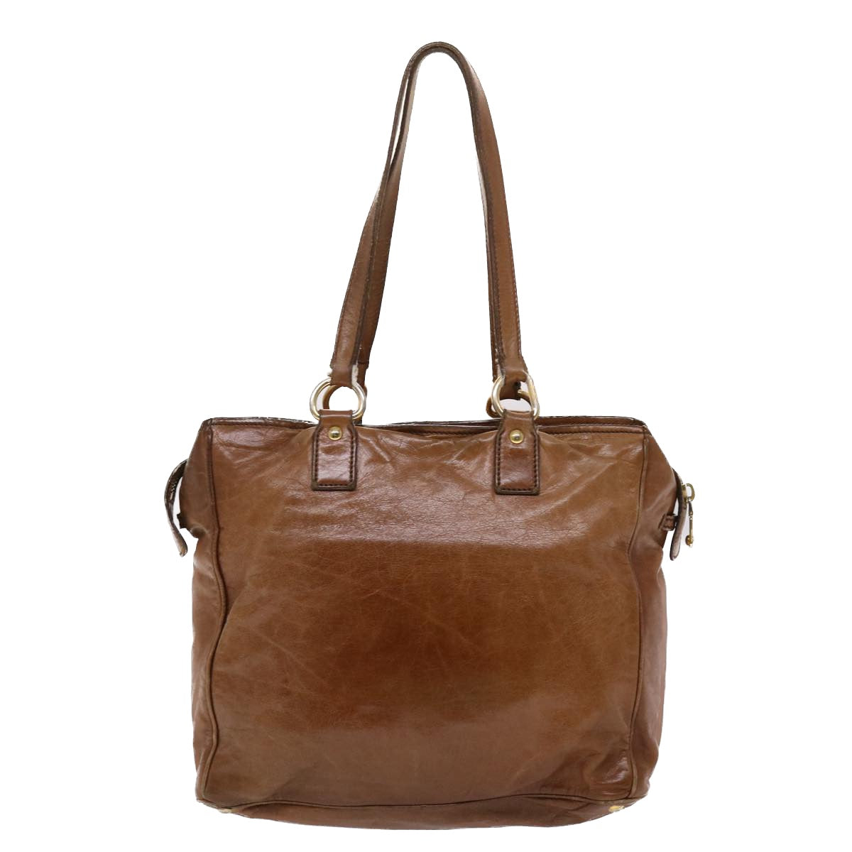 Miu Miu Shoulder Bag Leather Brown Auth bs6356
