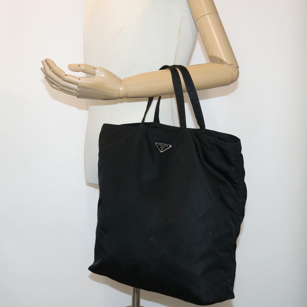 PRADA Tote Bag Nylon Black Auth bs6380