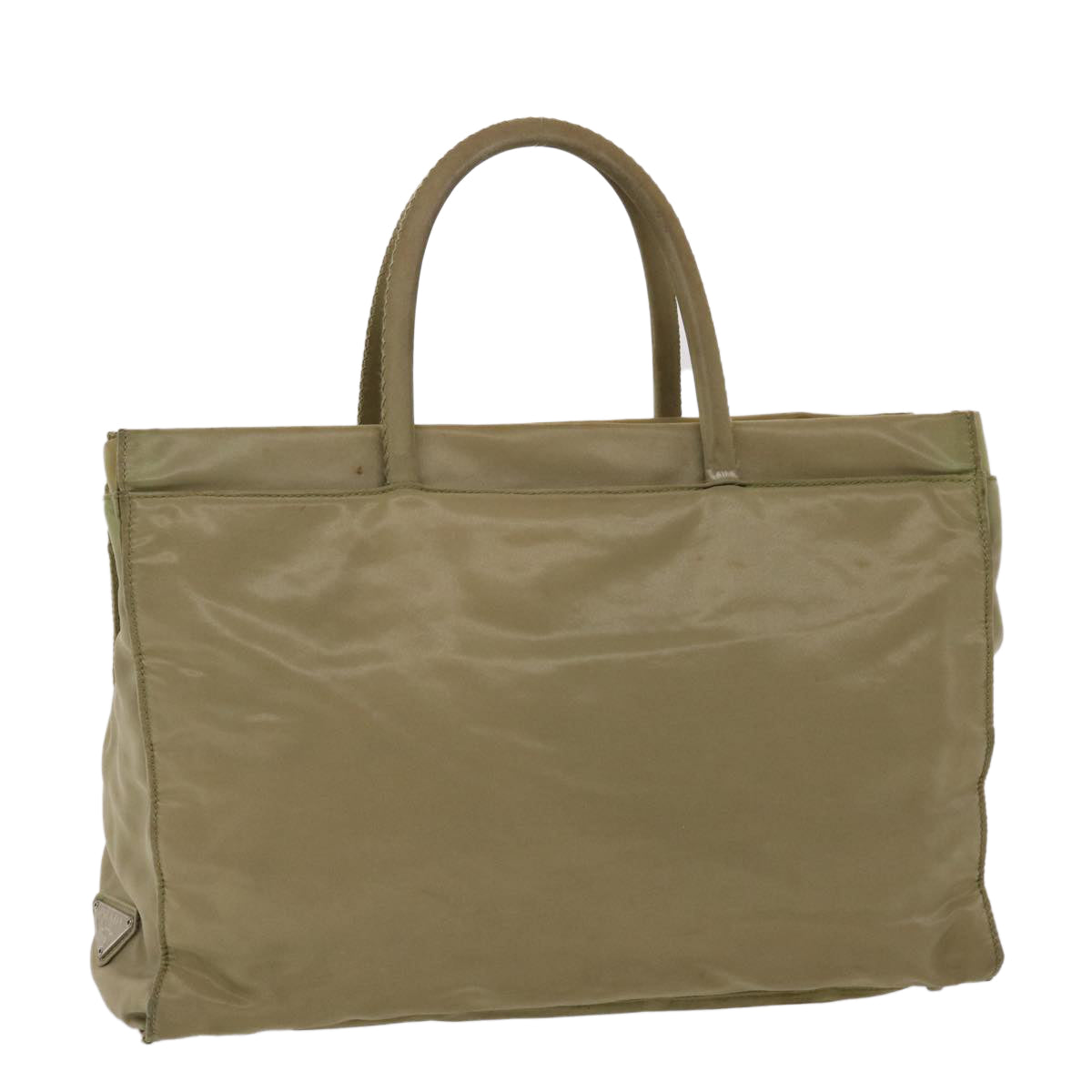 PRADA Hand Bag Nylon Khaki Auth bs6392