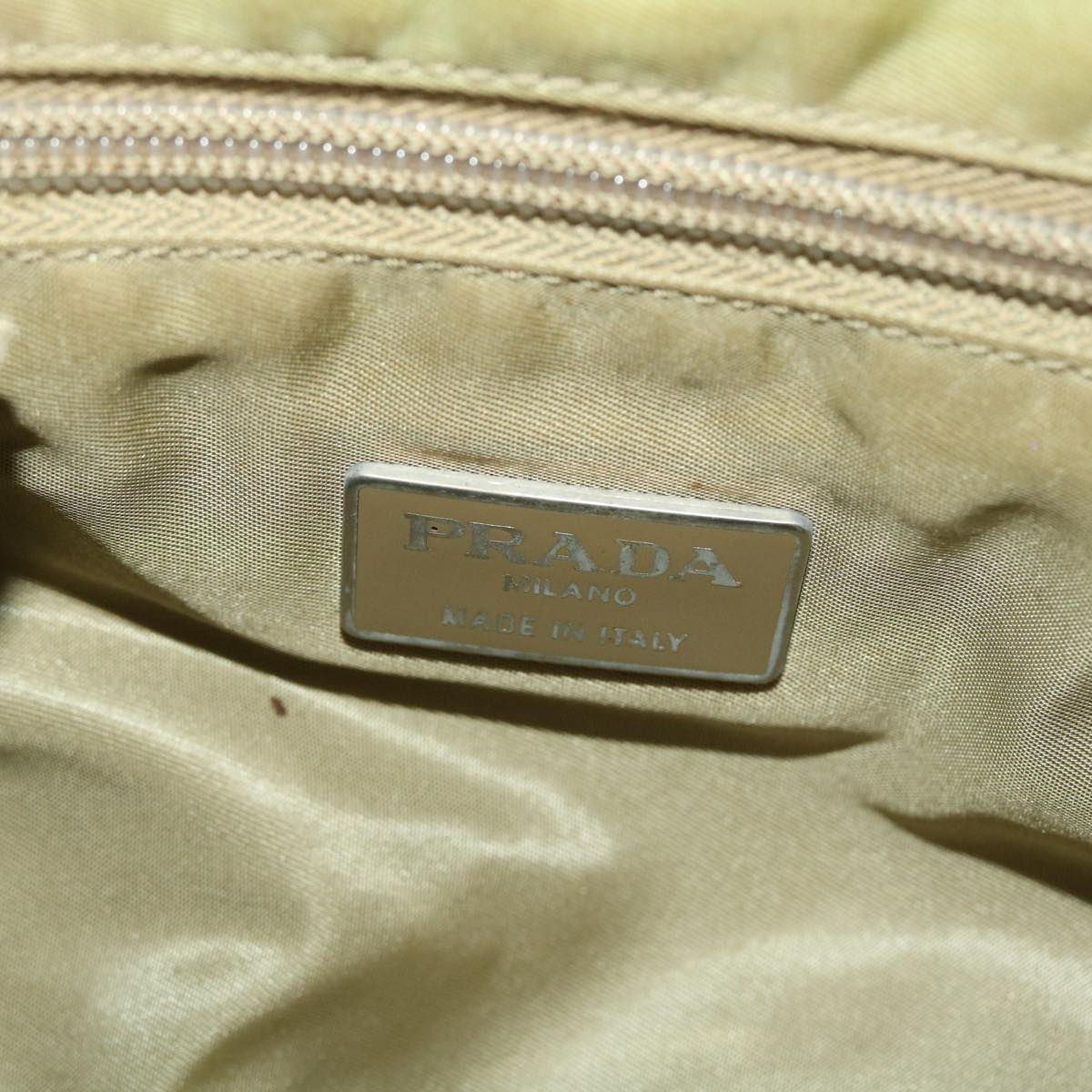PRADA Hand Bag Nylon Khaki Auth bs6392