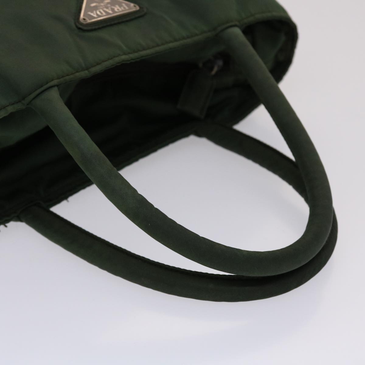 PRADA Hand Bag Nylon Green Auth bs6393