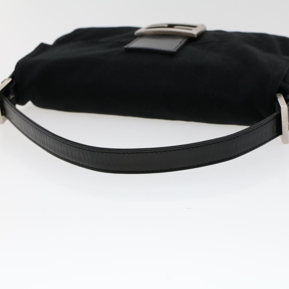 FENDI Mamma Baguette Shoulder Bag Nylon Leather Black 2321.26424.008 Auth bs6395