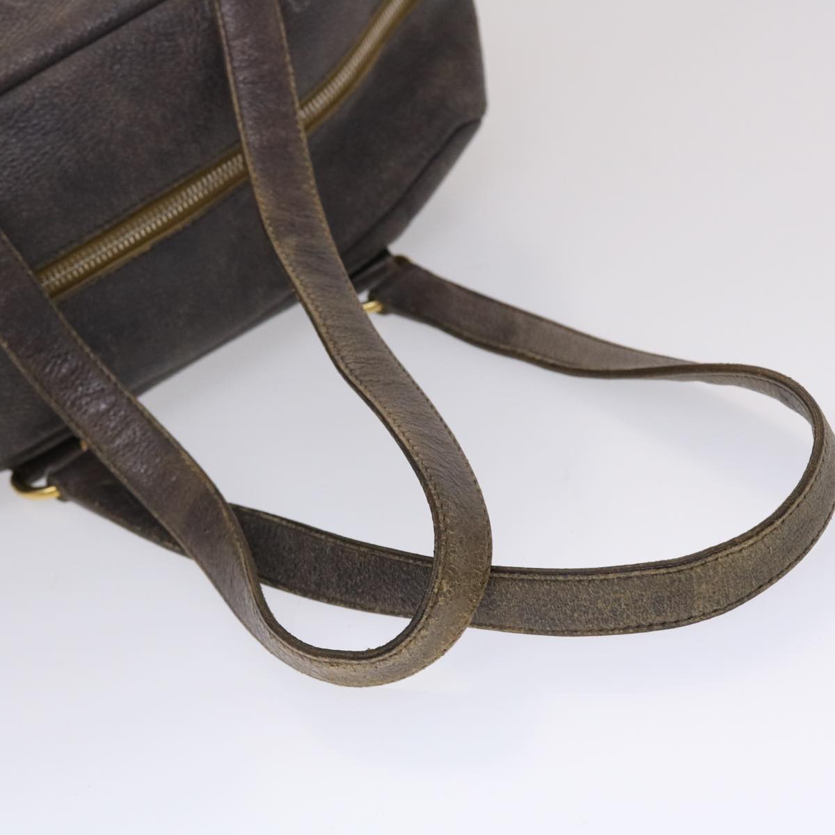 PRADA Shoulder Bag Leather Gray Auth bs6398