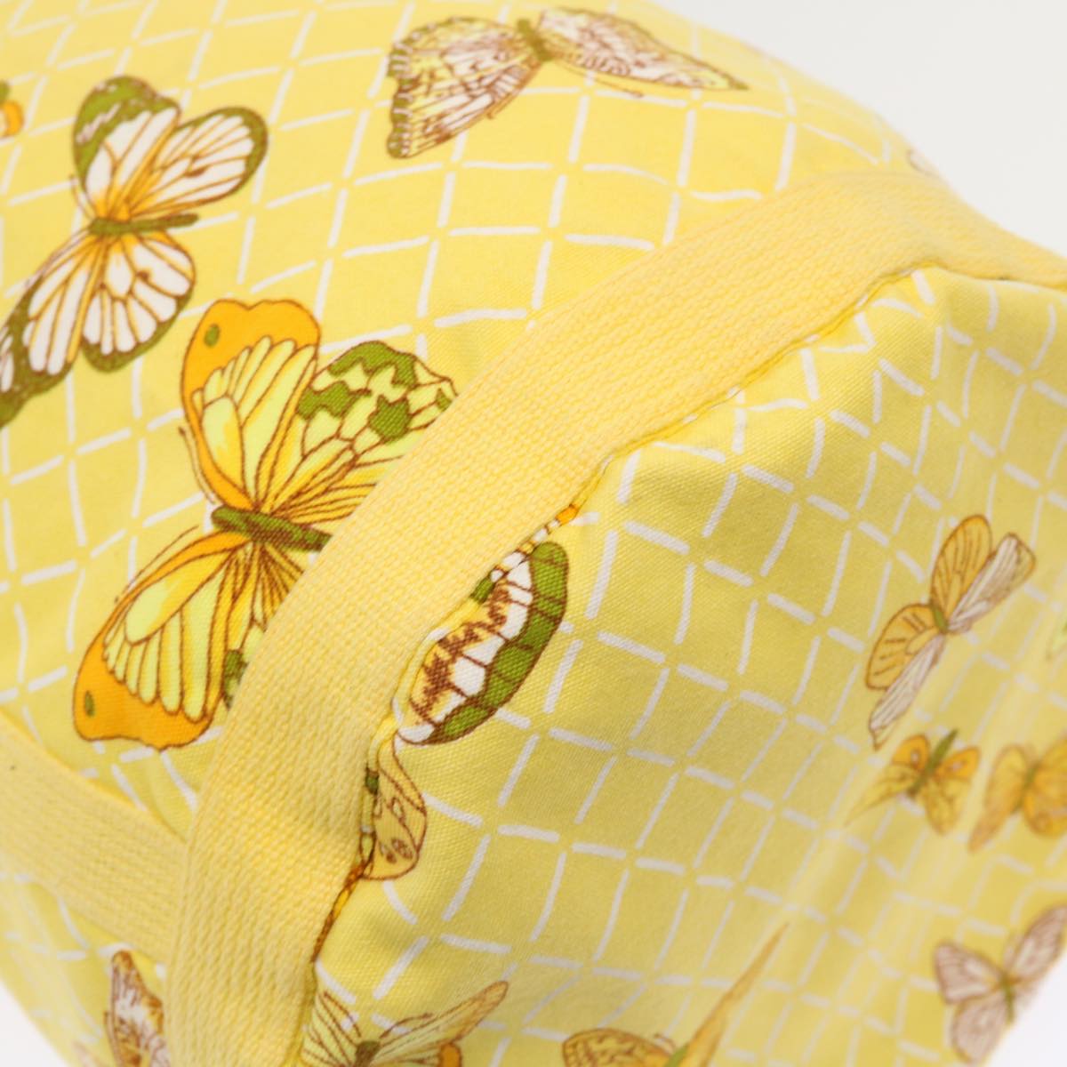 HERMES Butterfly Pattern Shoulder Bag Canvas Yellow Auth bs6404