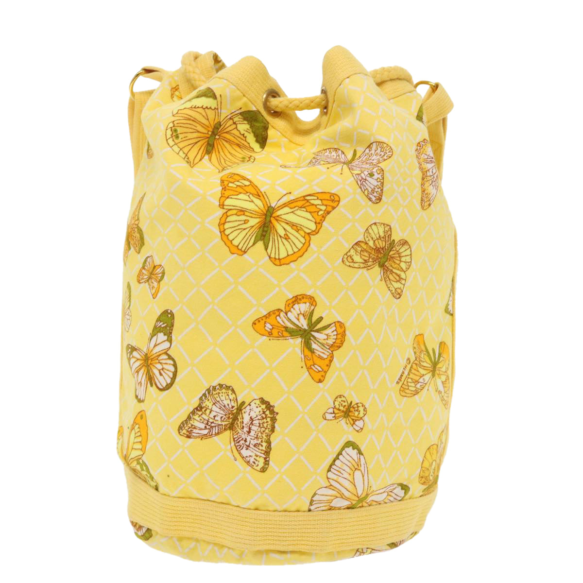 HERMES Butterfly Pattern Shoulder Bag Canvas Yellow Auth bs6404