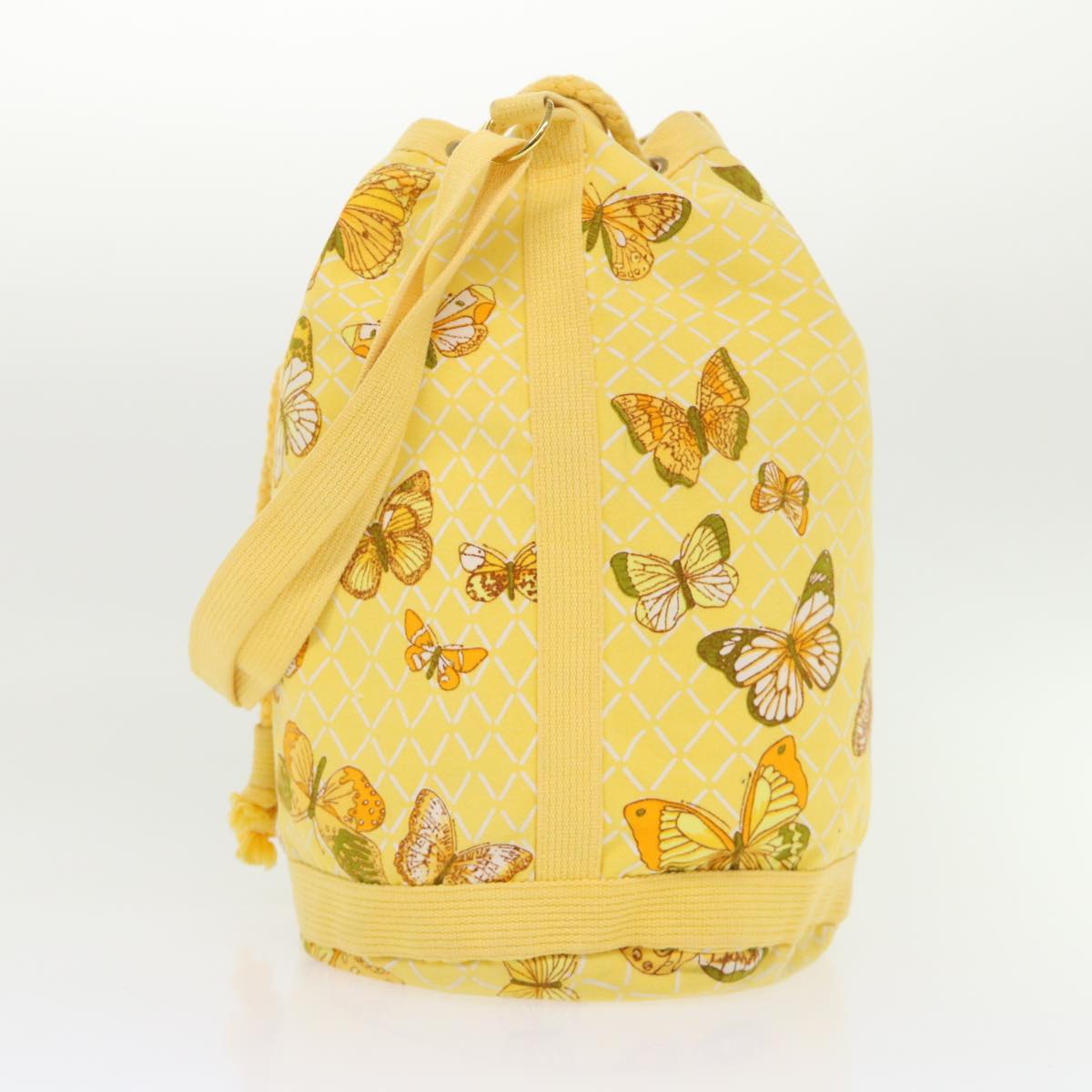 HERMES Butterfly Pattern Shoulder Bag Canvas Yellow Auth bs6404