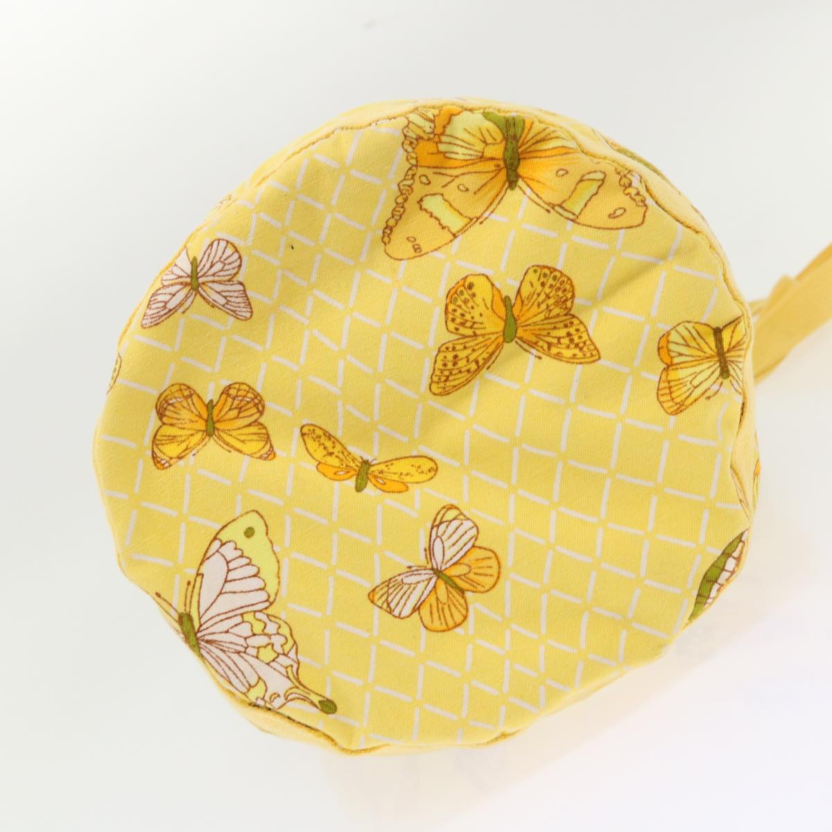 HERMES Butterfly Pattern Shoulder Bag Canvas Yellow Auth bs6404