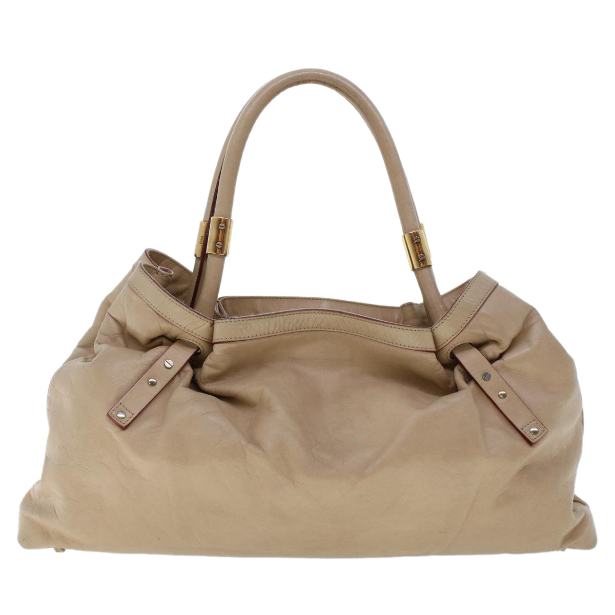 Chloe Victoria Hand Bag Leather Beige Auth bs6433 - 0
