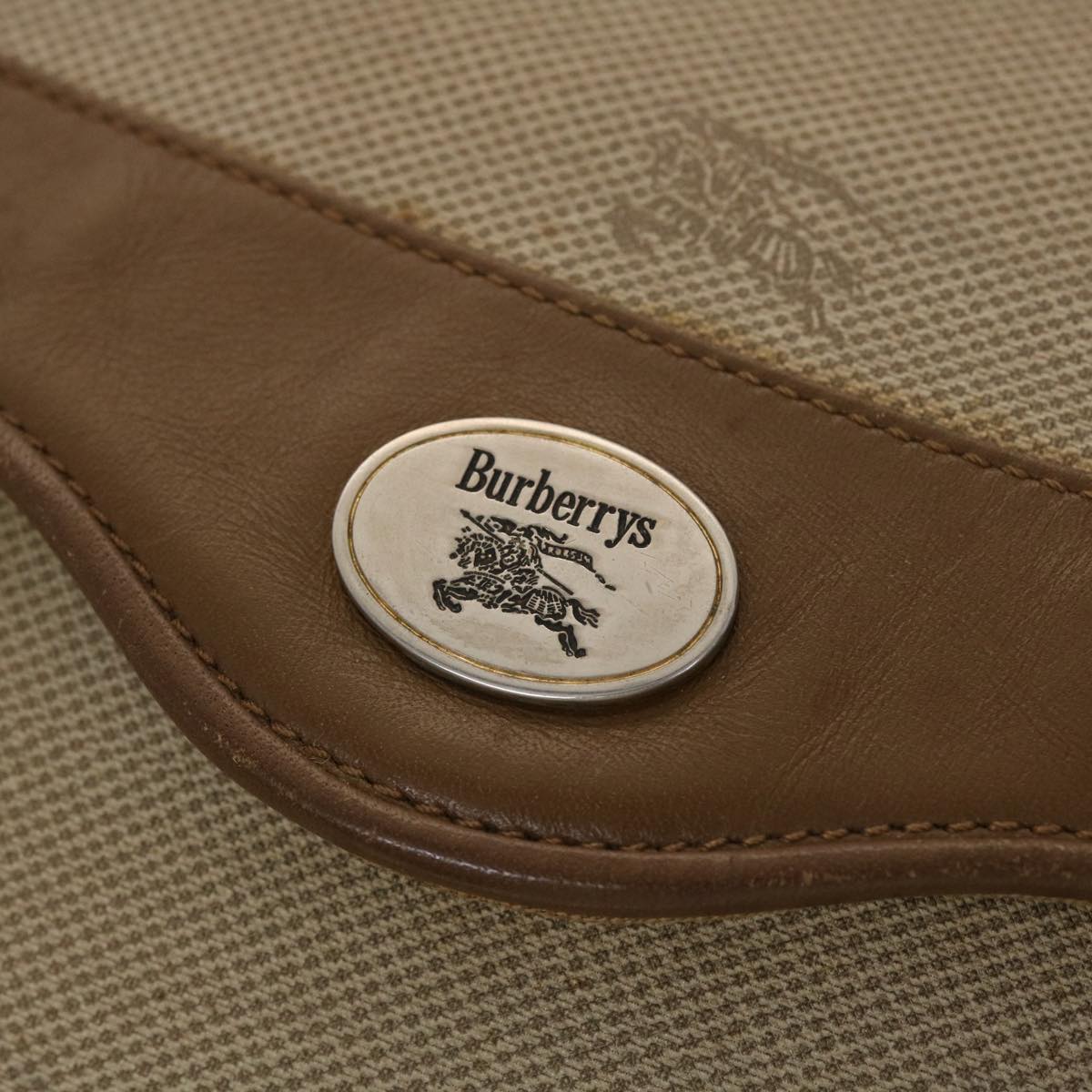 Burberrys Shoulder Bag Nylon Leather Beige Auth bs6450