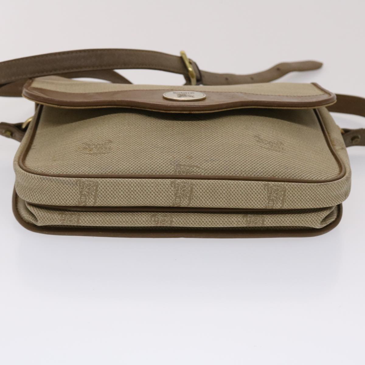 Burberrys Shoulder Bag Nylon Leather Beige Auth bs6450