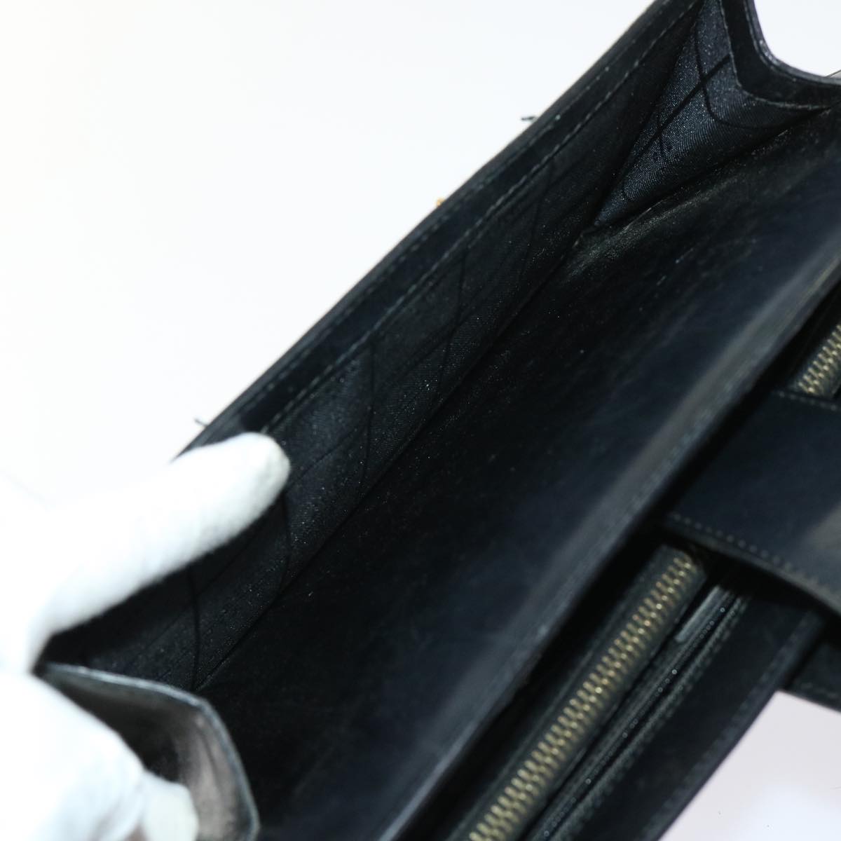 CELINE Macadam Canvas Pouch Shoulder Bag PVC Leather 3Set Black Blue Auth bs6457