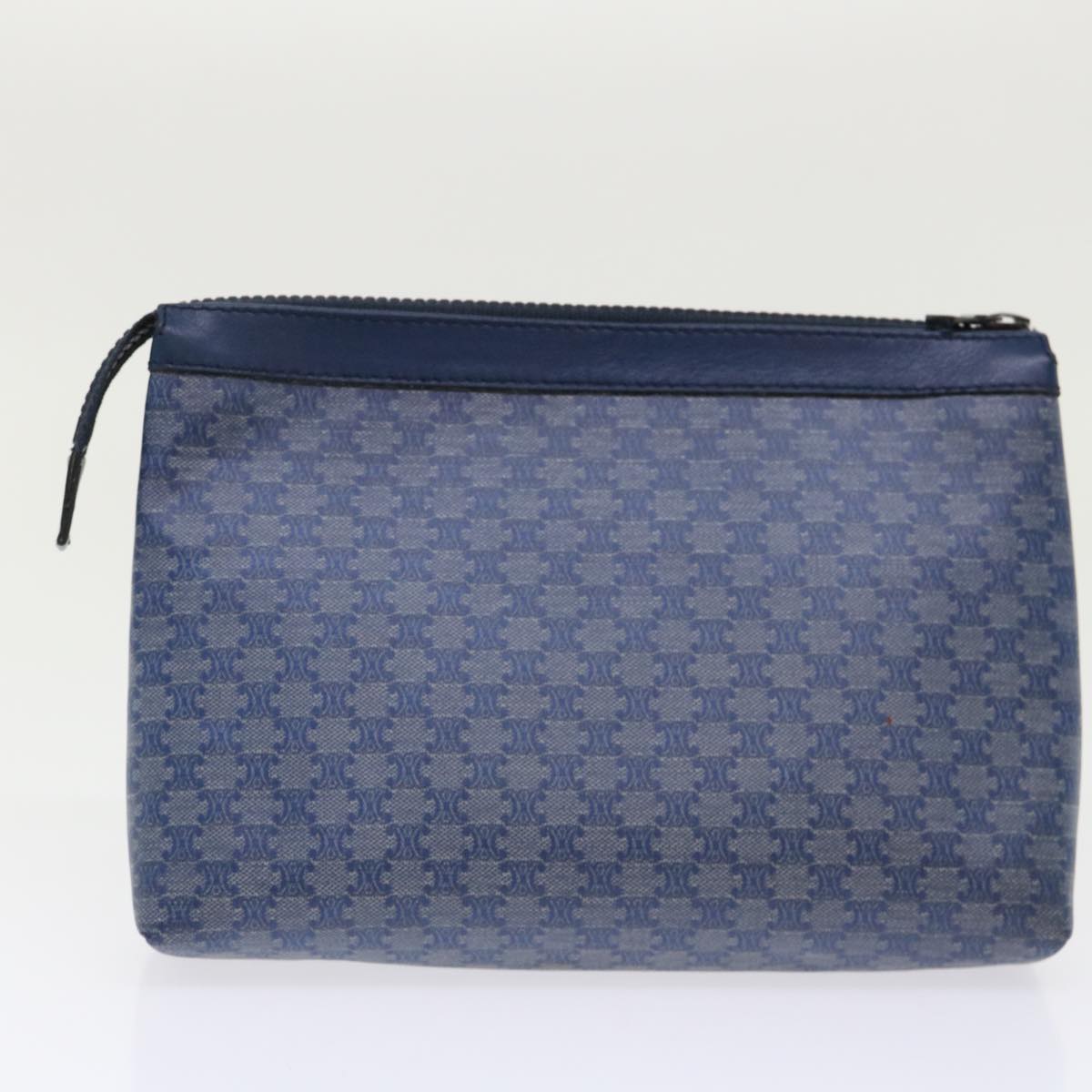CELINE Macadam Canvas Pouch Shoulder Bag PVC Leather 3Set Black Blue Auth bs6457