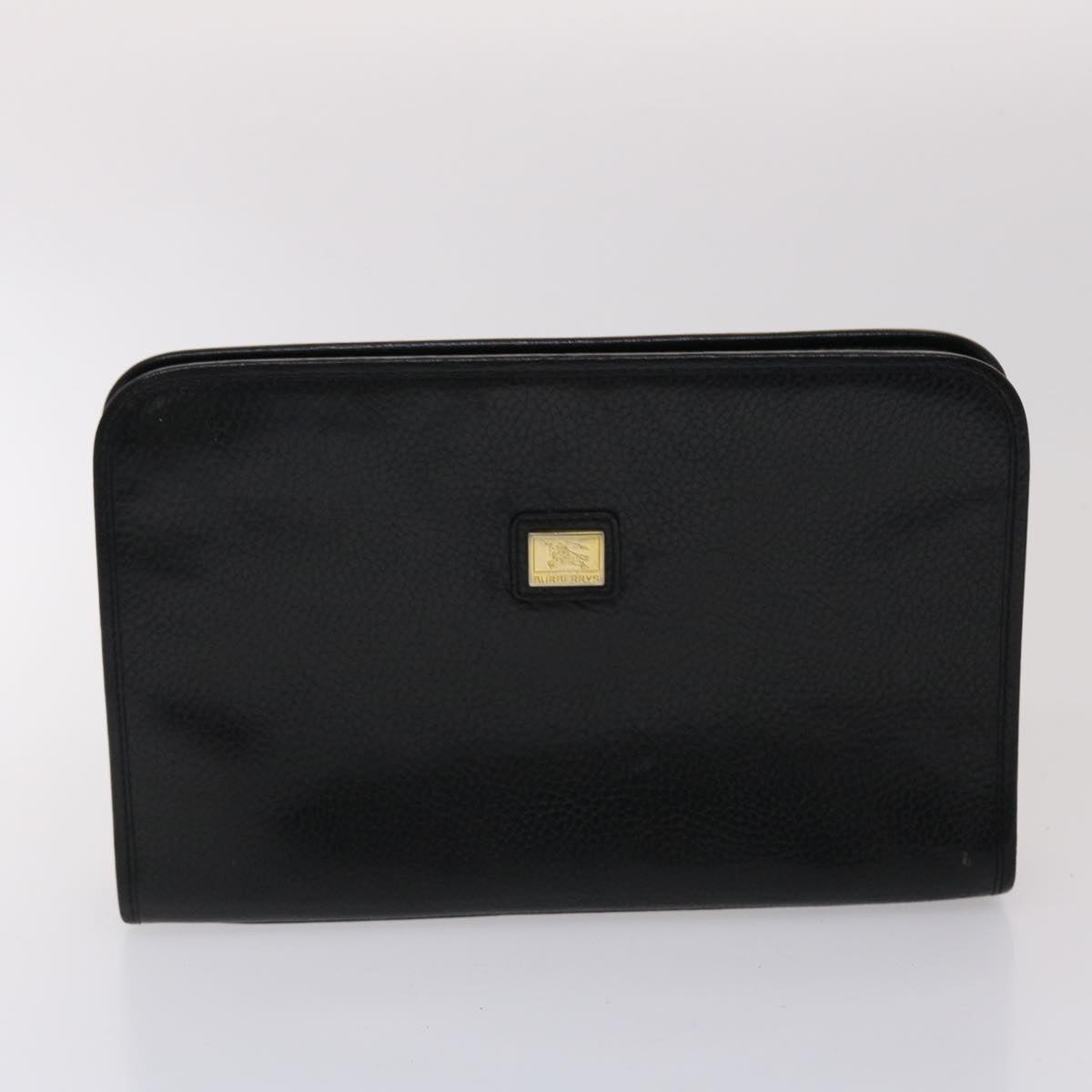 Burberrys Nova Check Clutch Bag Leather Nylon 2Set Black Beige Auth bs6459 - 0