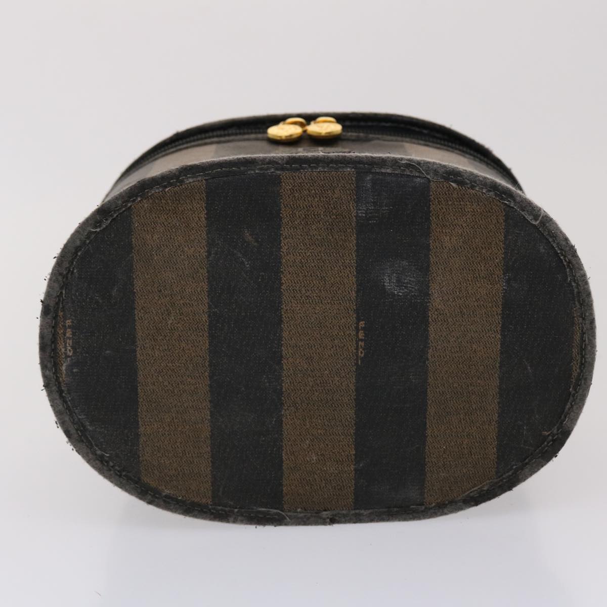 FENDI Pecan Canvas Vanity Cosmetic Pouch Black Brown Auth bs6461