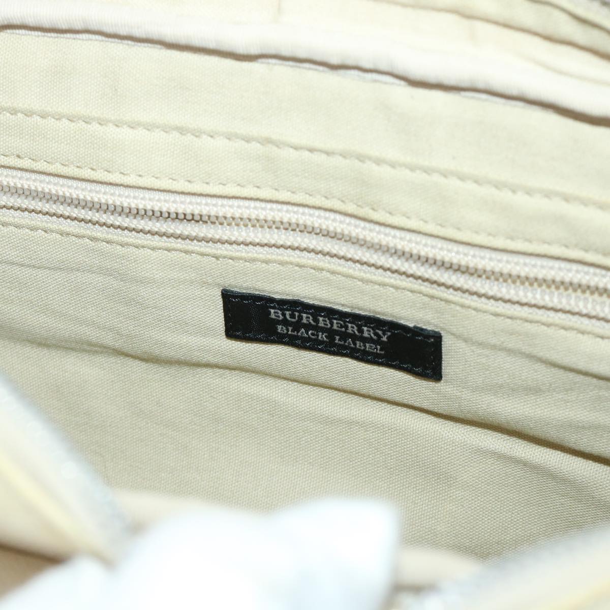 BURBERRY Shoulder Bag Canvas Leather Beige Auth bs6462