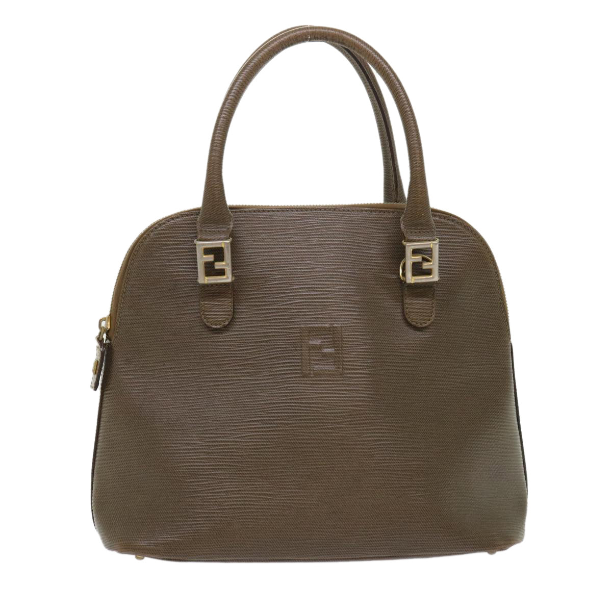 FENDI Hand Bag Leather Brown Auth bs6467