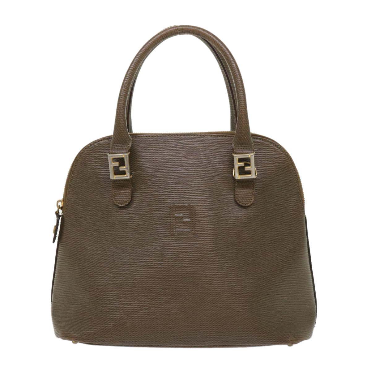 FENDI Hand Bag Leather Brown Auth bs6467