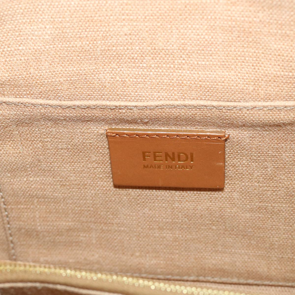 FENDI Chameleon Hand Bag Leather Canvas 2way Pink Brown Auth bs6469