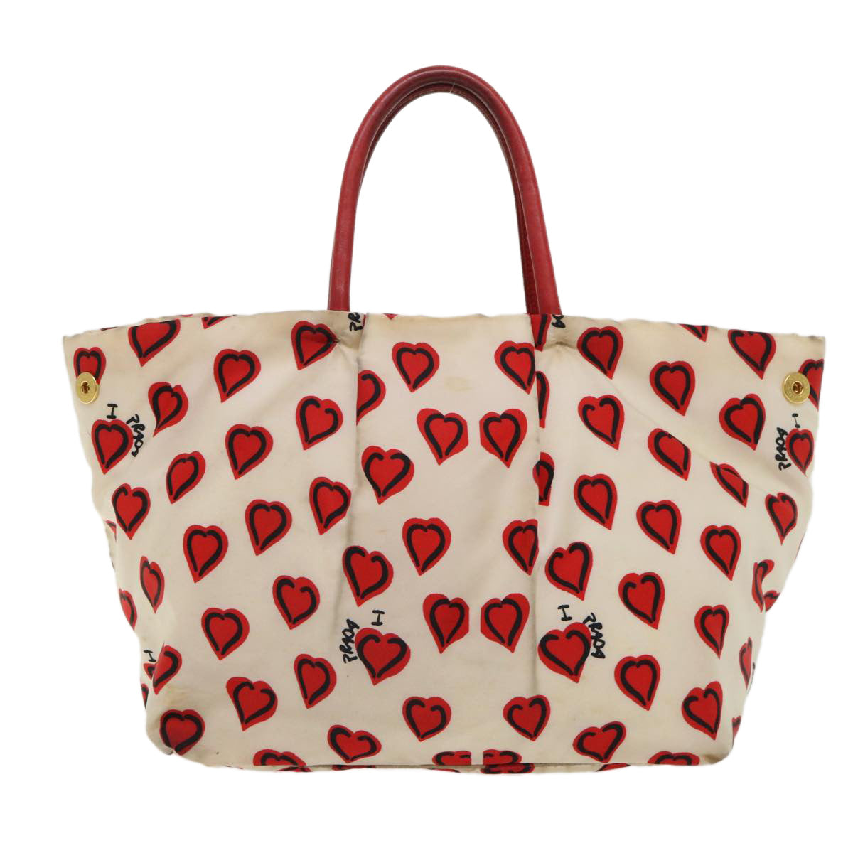 PRADA Heart Hand Bag Nylon Red Auth bs6476 - 0