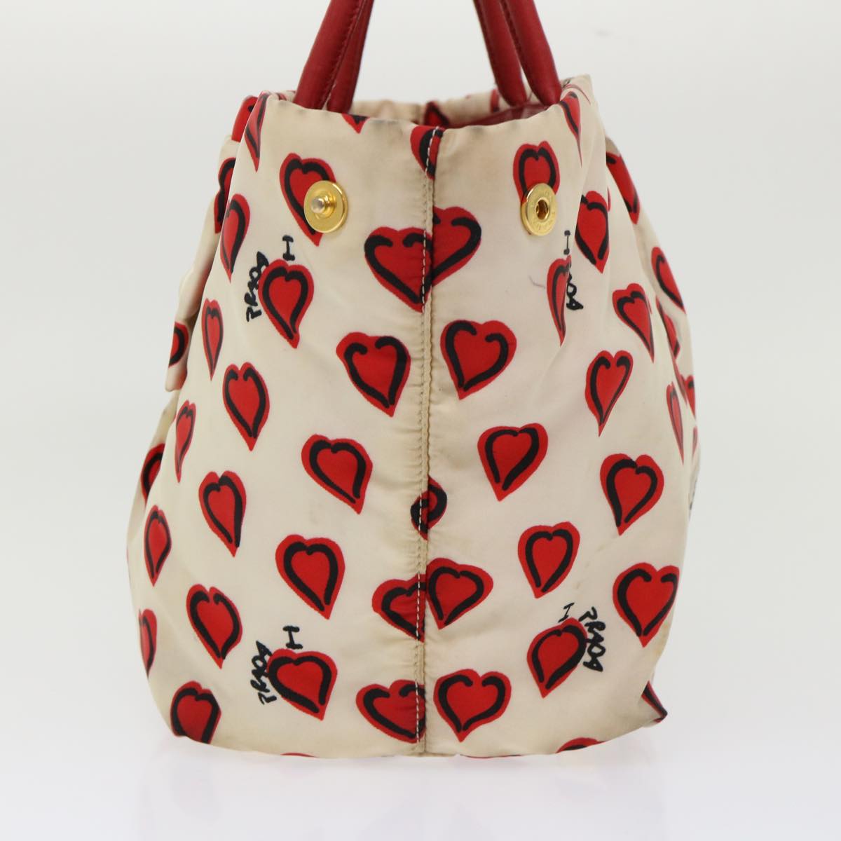 PRADA Heart Hand Bag Nylon Red Auth bs6476