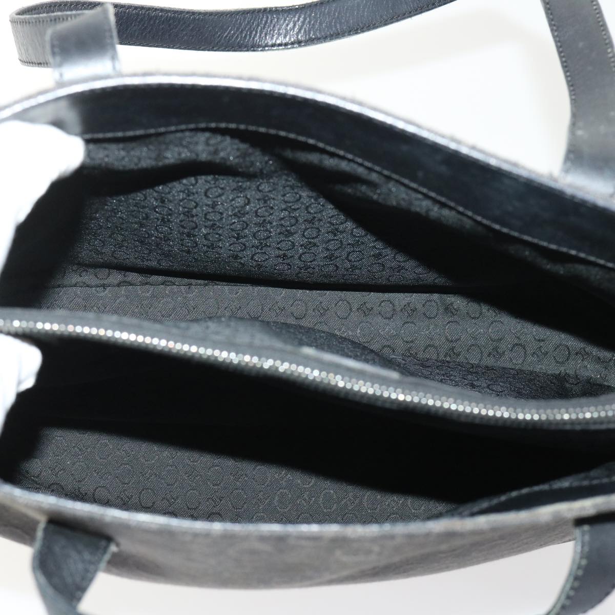 CELINE C Macadam Canvas Tote Bag Leather Black Auth bs6508