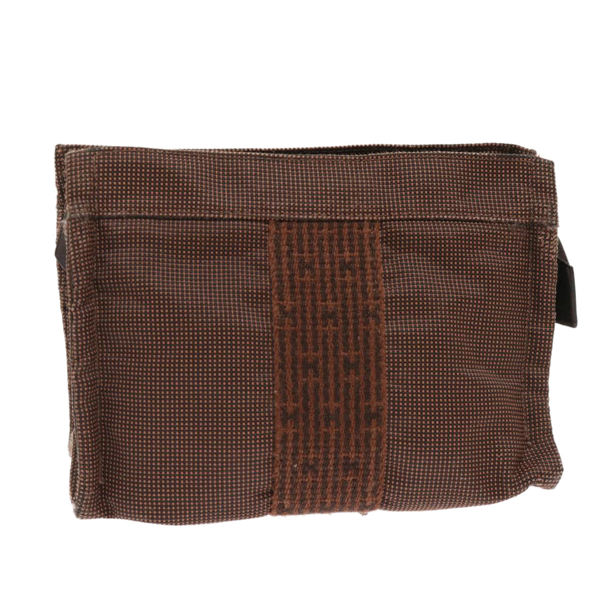 HERMES Her Line Pouch Canvas Brown Auth bs6509
