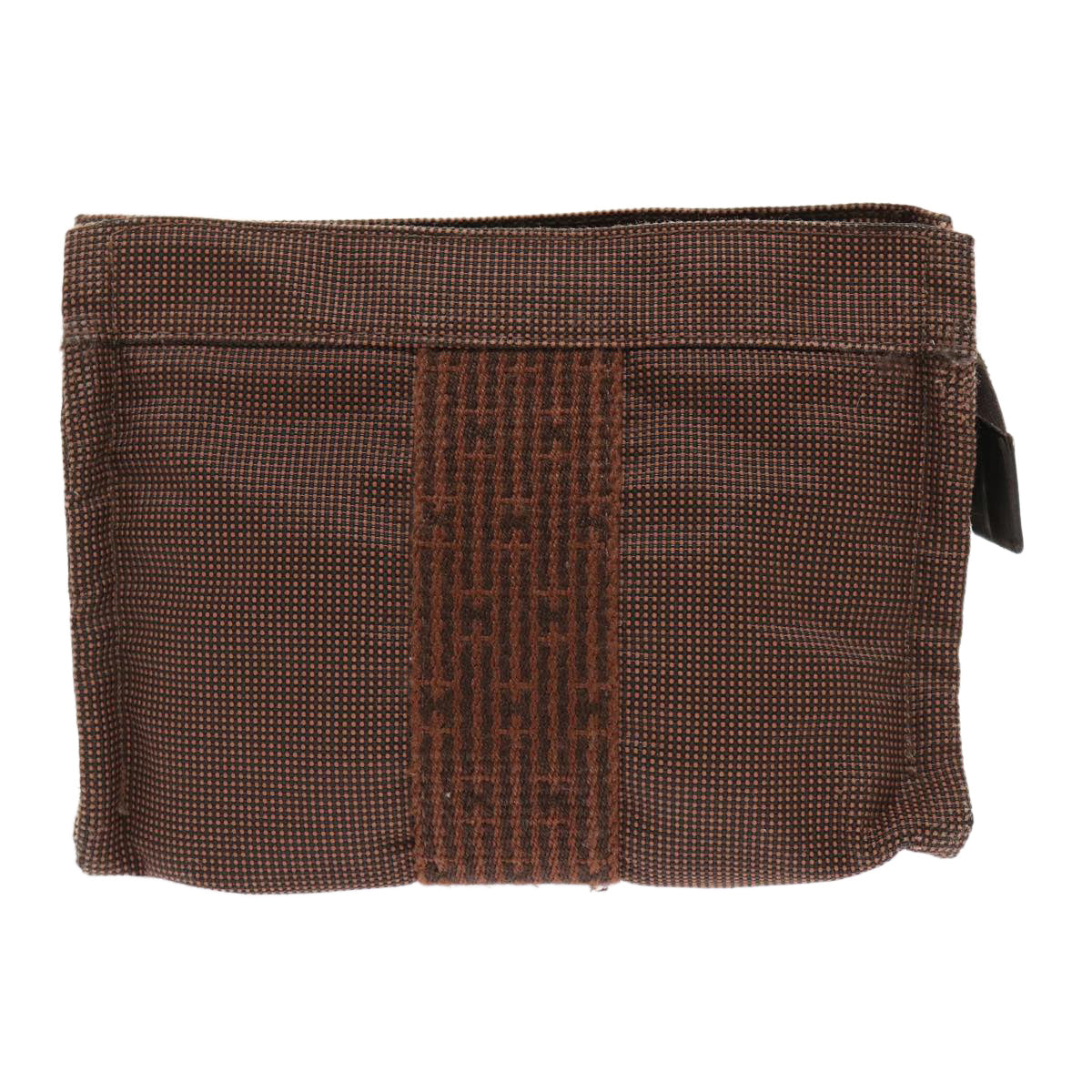 HERMES Her Line Pouch Canvas Brown Auth bs6509
