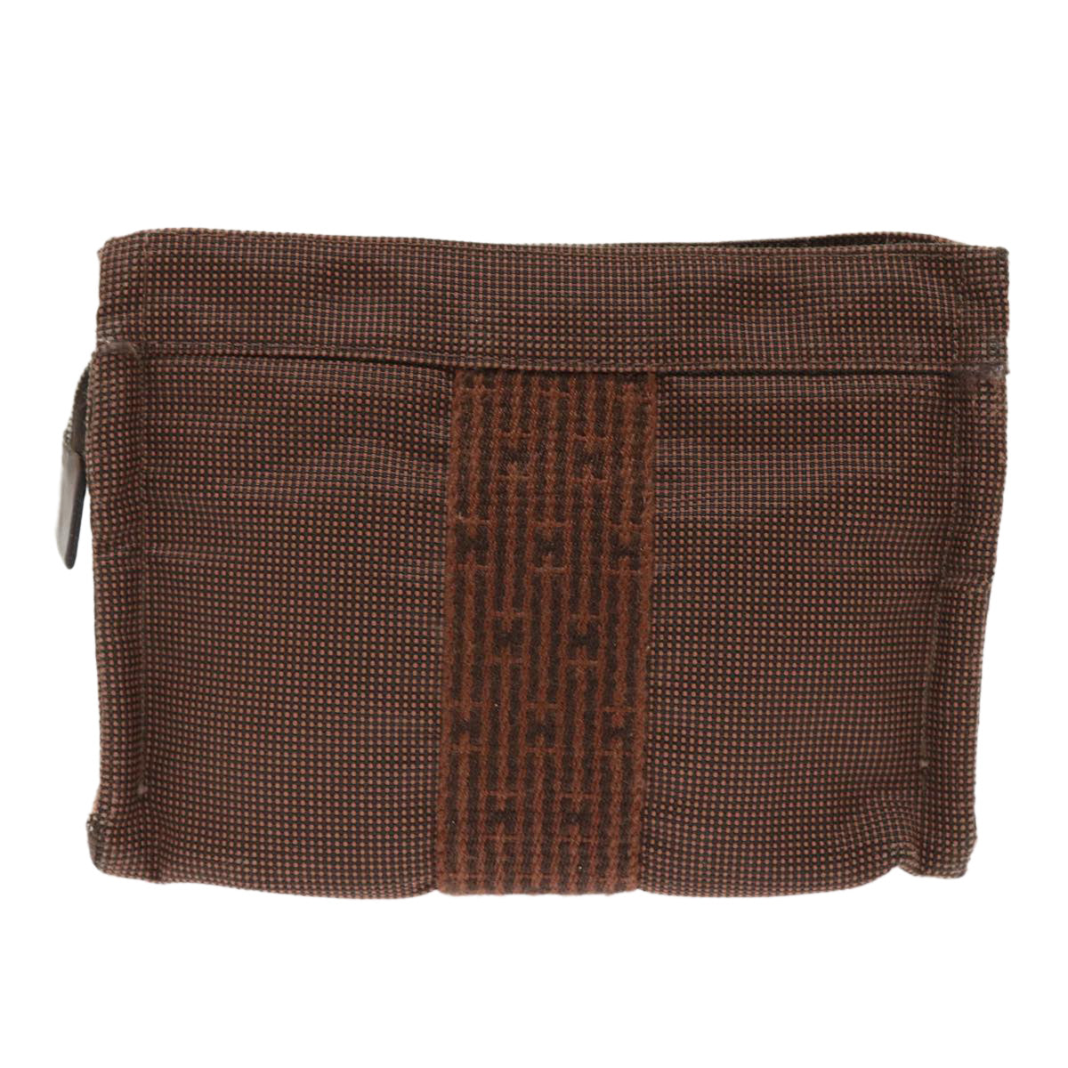HERMES Her Line Pouch Canvas Brown Auth bs6509 - 0