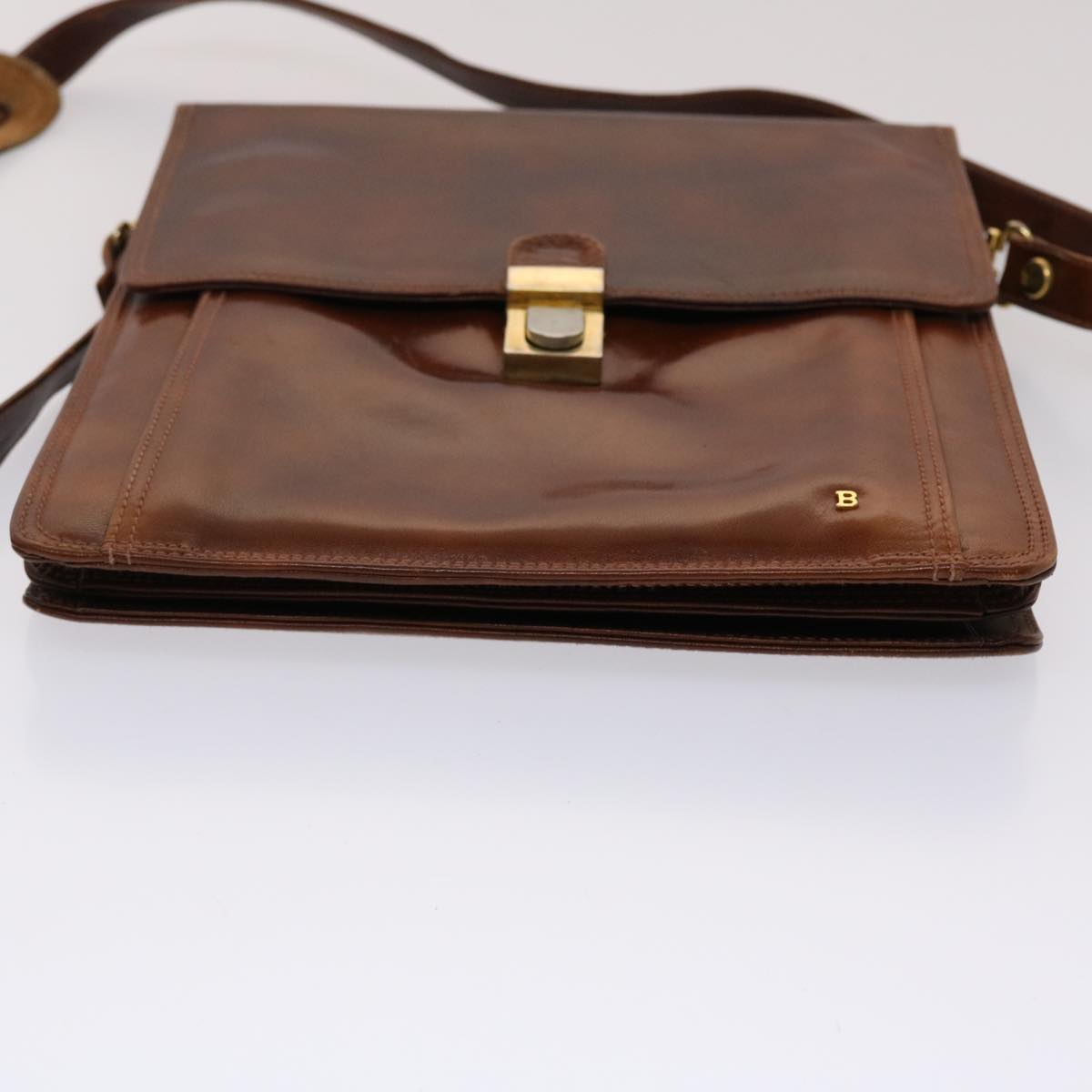 BALLY Shoulder Bag Leather 2Set Brown White Auth bs6514