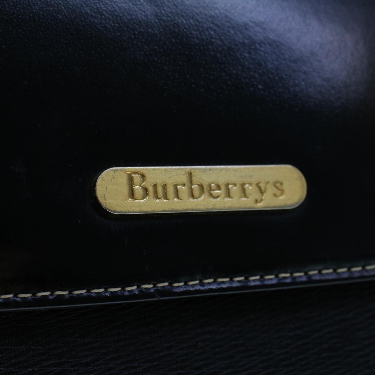 Burberrys Hand Bag Leather Black Auth bs6526