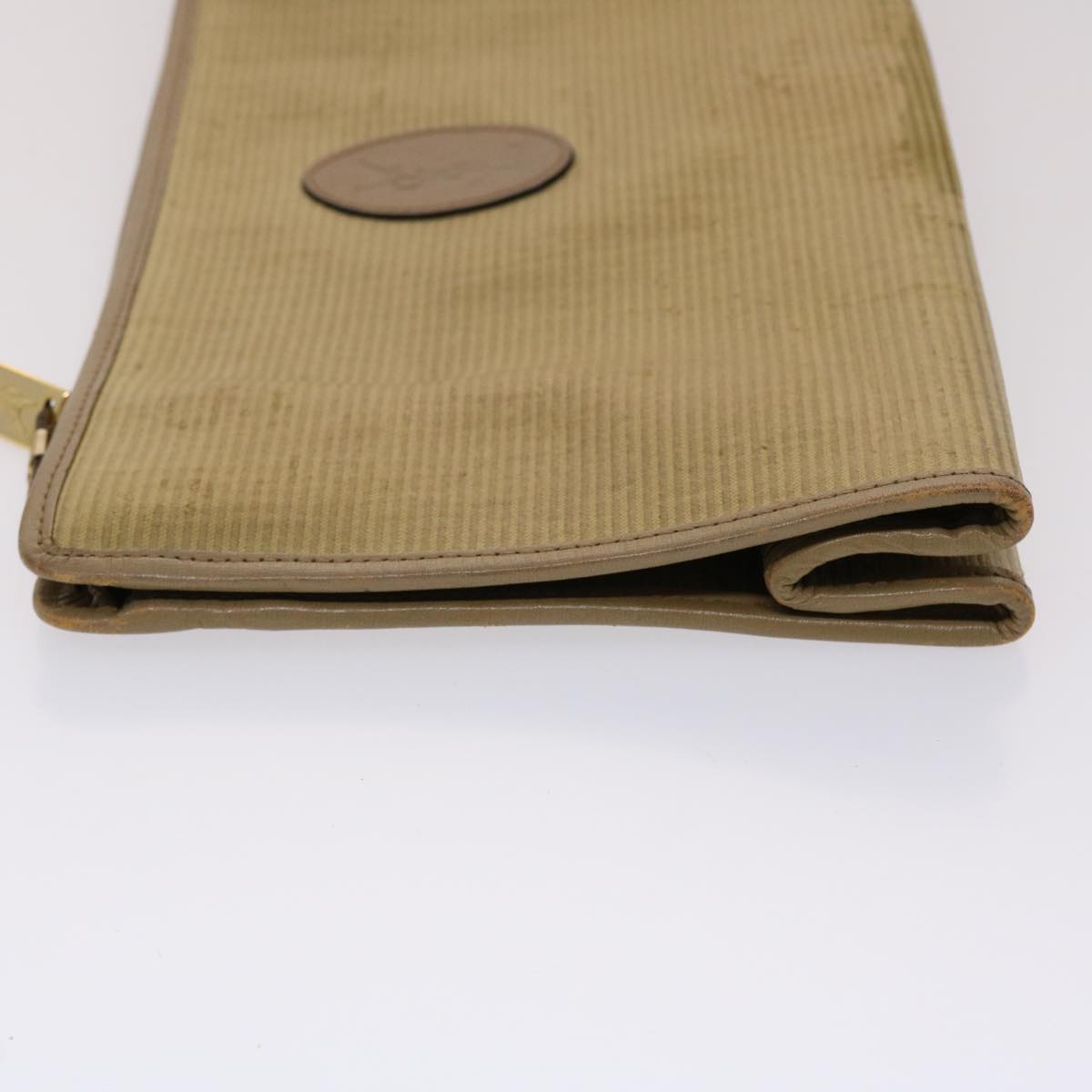 SAINT LAURENT Shoulder Clutch Bag Coated Canvas 2Set Beige Auth bs6527