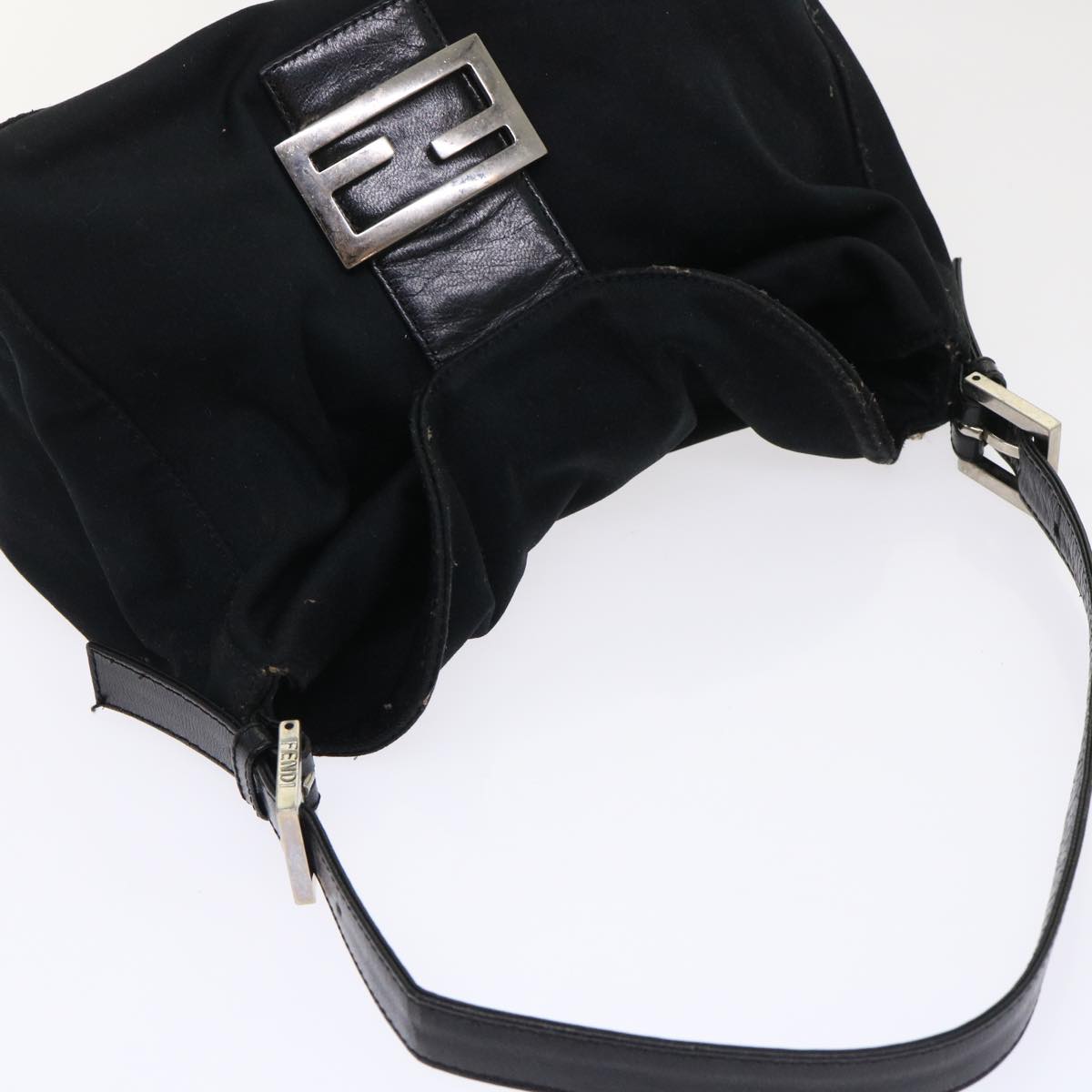 FENDI Mamma Baguette Shoulder Bag Nylon Black Auth bs6540