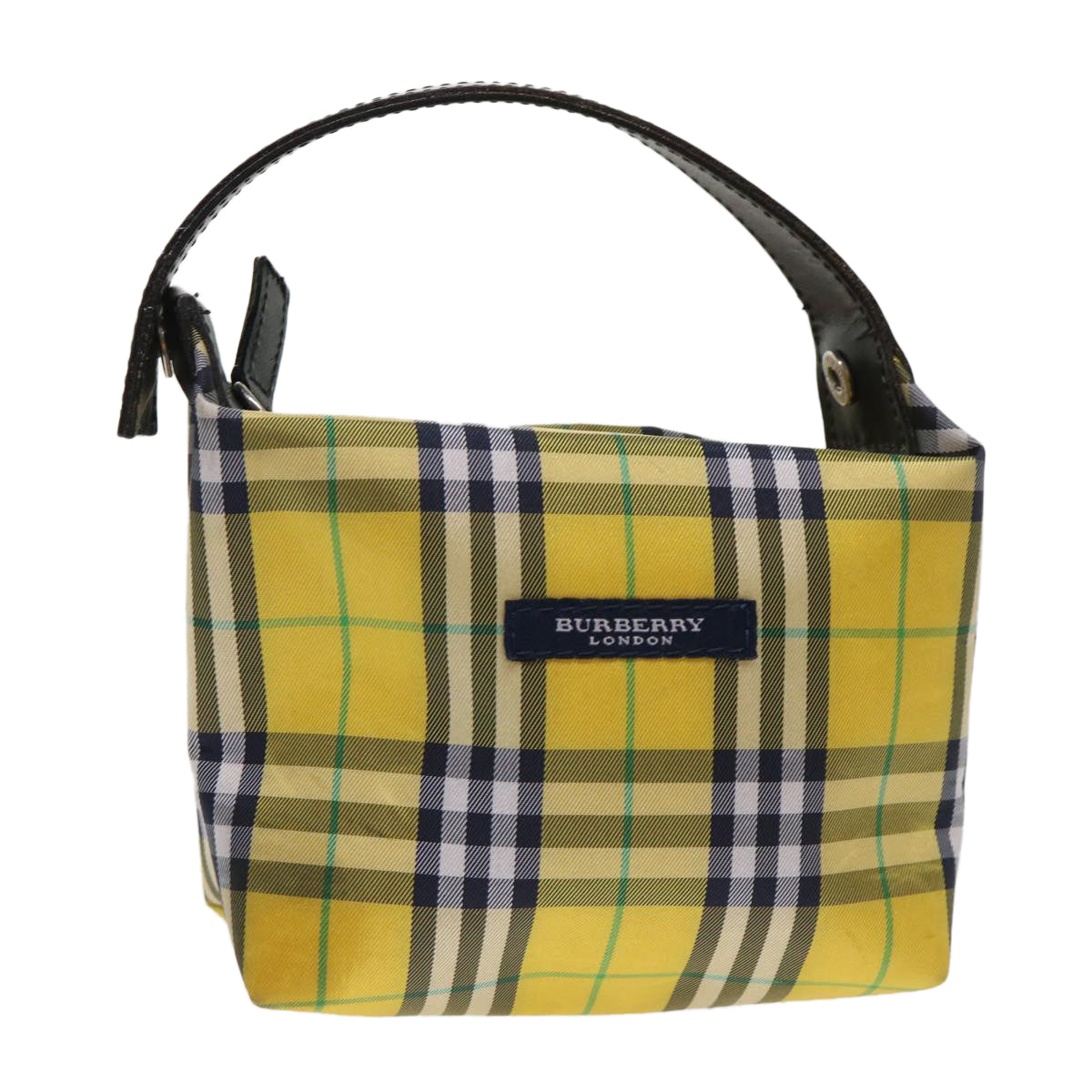 BURBERRY Nova Check Hand Pouch Nylon Yellow Black Auth bs6541