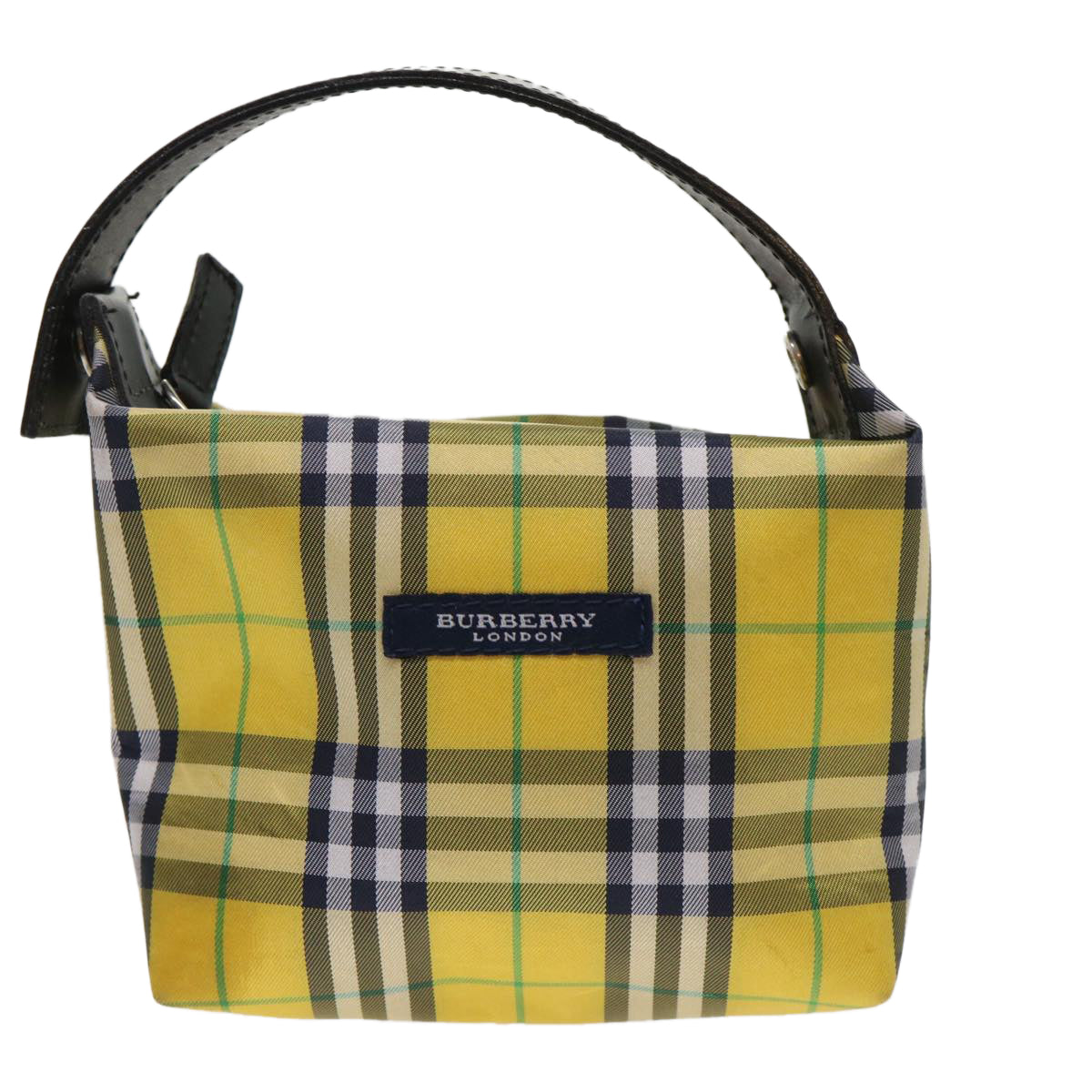 BURBERRY Nova Check Hand Pouch Nylon Yellow Black Auth bs6541