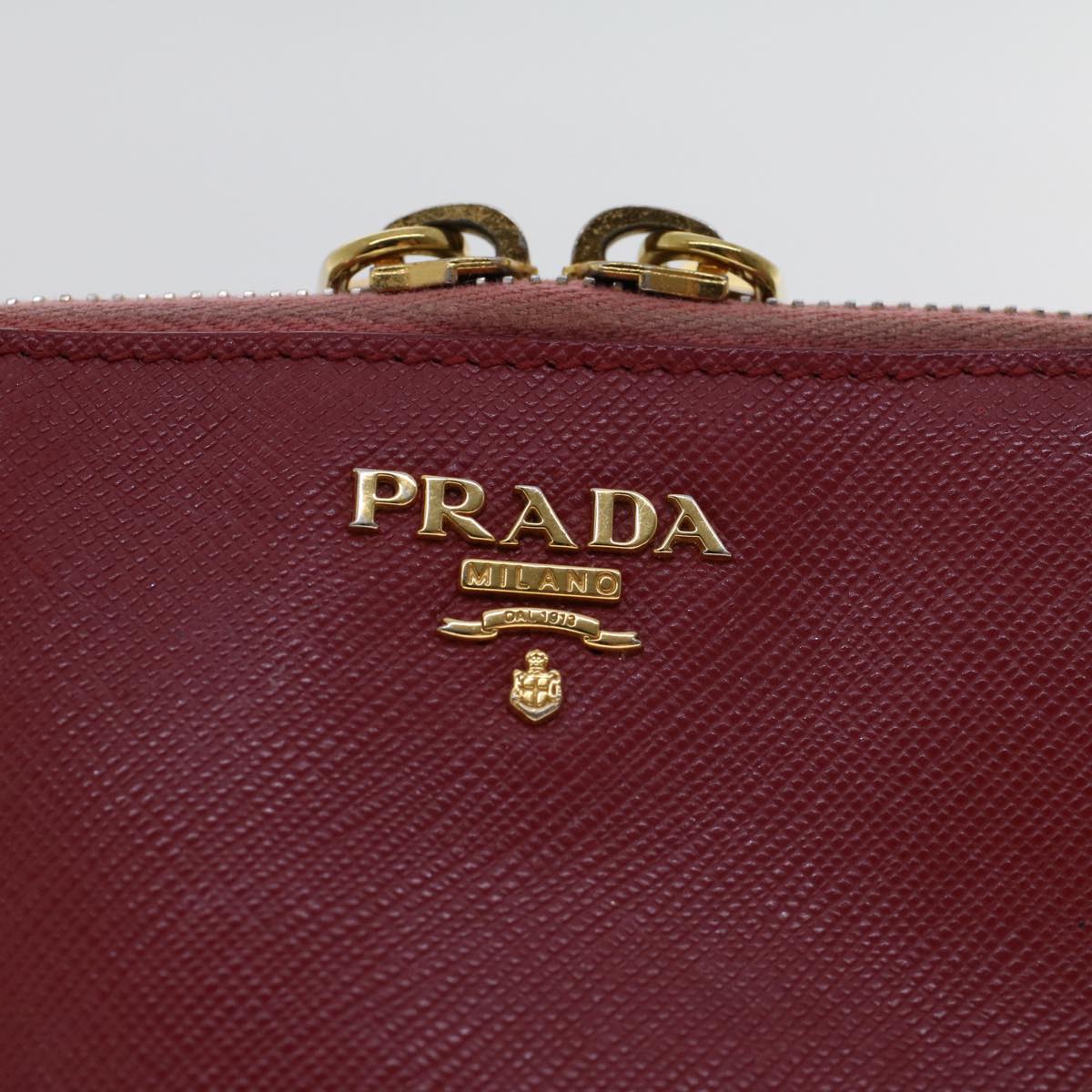 PRADA Cosmetic Pouch Saffiano Leather Pink Auth bs6549