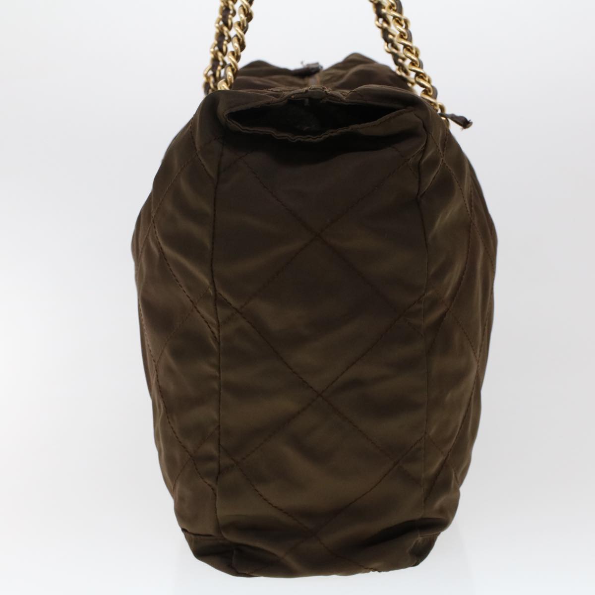 PRADA Chain Boston Bag Nylon Brown Auth bs6551