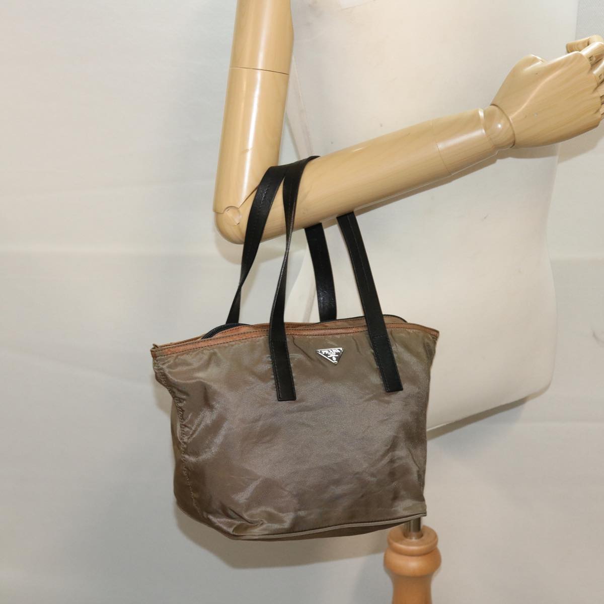PRADA Hand Bag Nylon Brown Auth bs6562