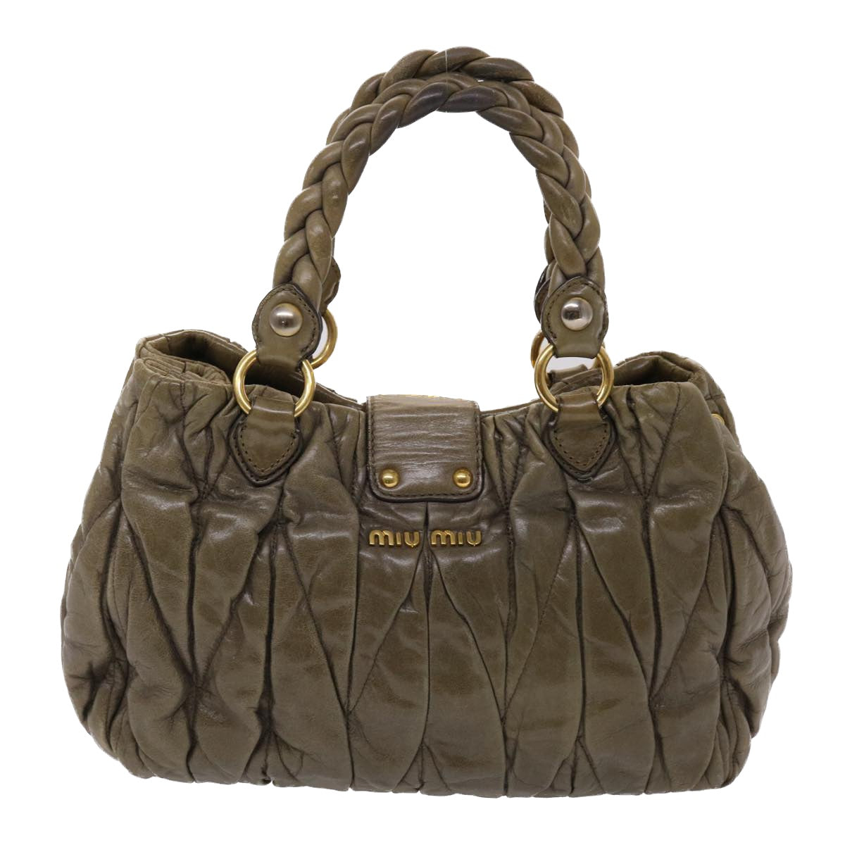 Miu Miu Shoulder Bag Leather 2way Gray Auth bs6601 - 0
