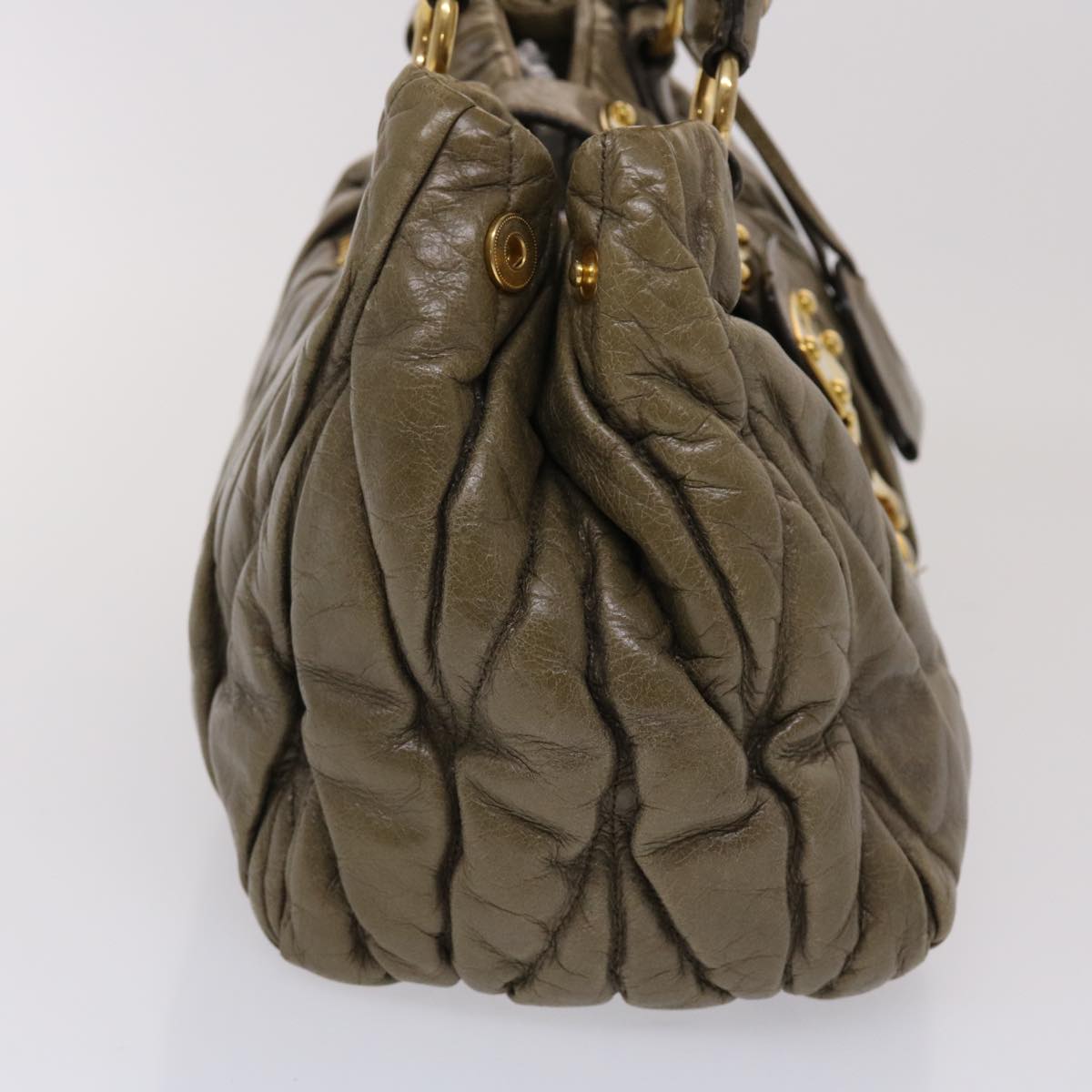 Miu Miu Shoulder Bag Leather 2way Gray Auth bs6601