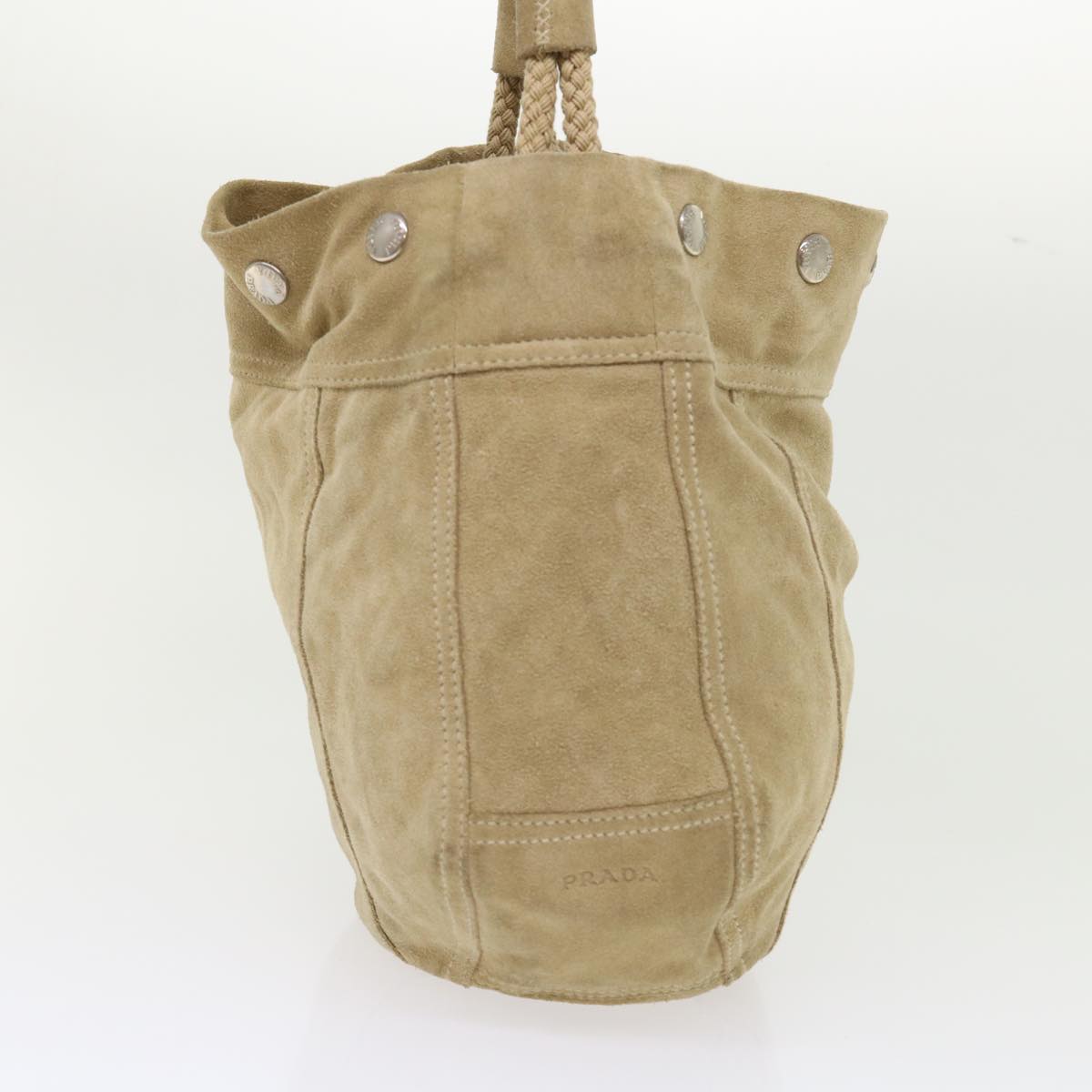 PRADA Shoulder Bag Suede Beige Auth bs6610