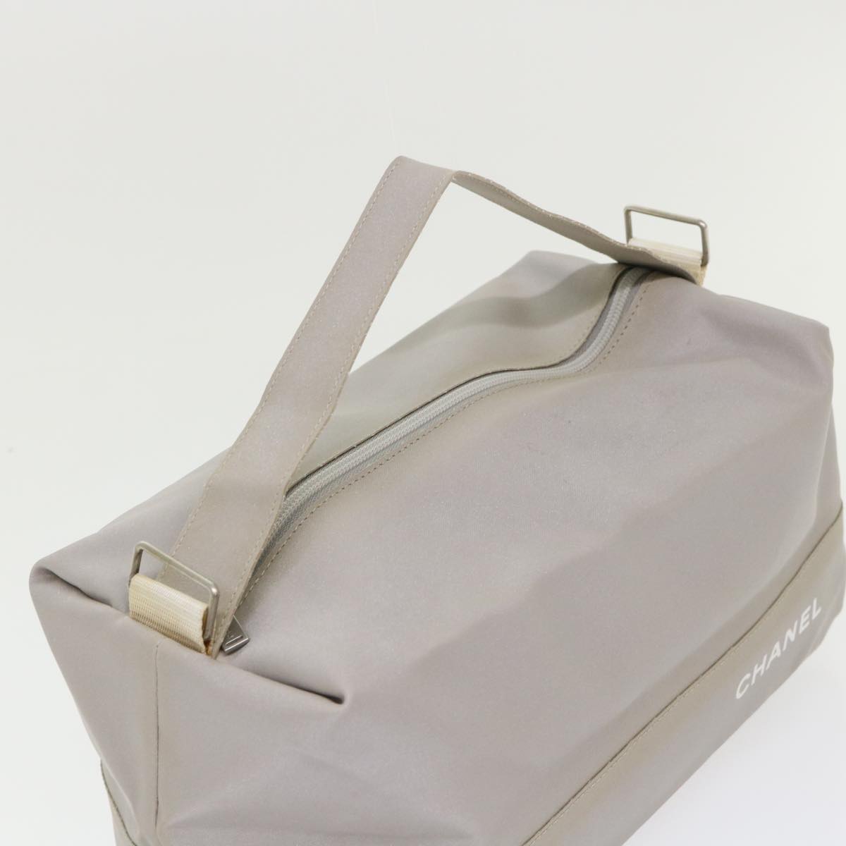 CHANEL Shoulder Bag Nylon Gray CC Auth bs6616