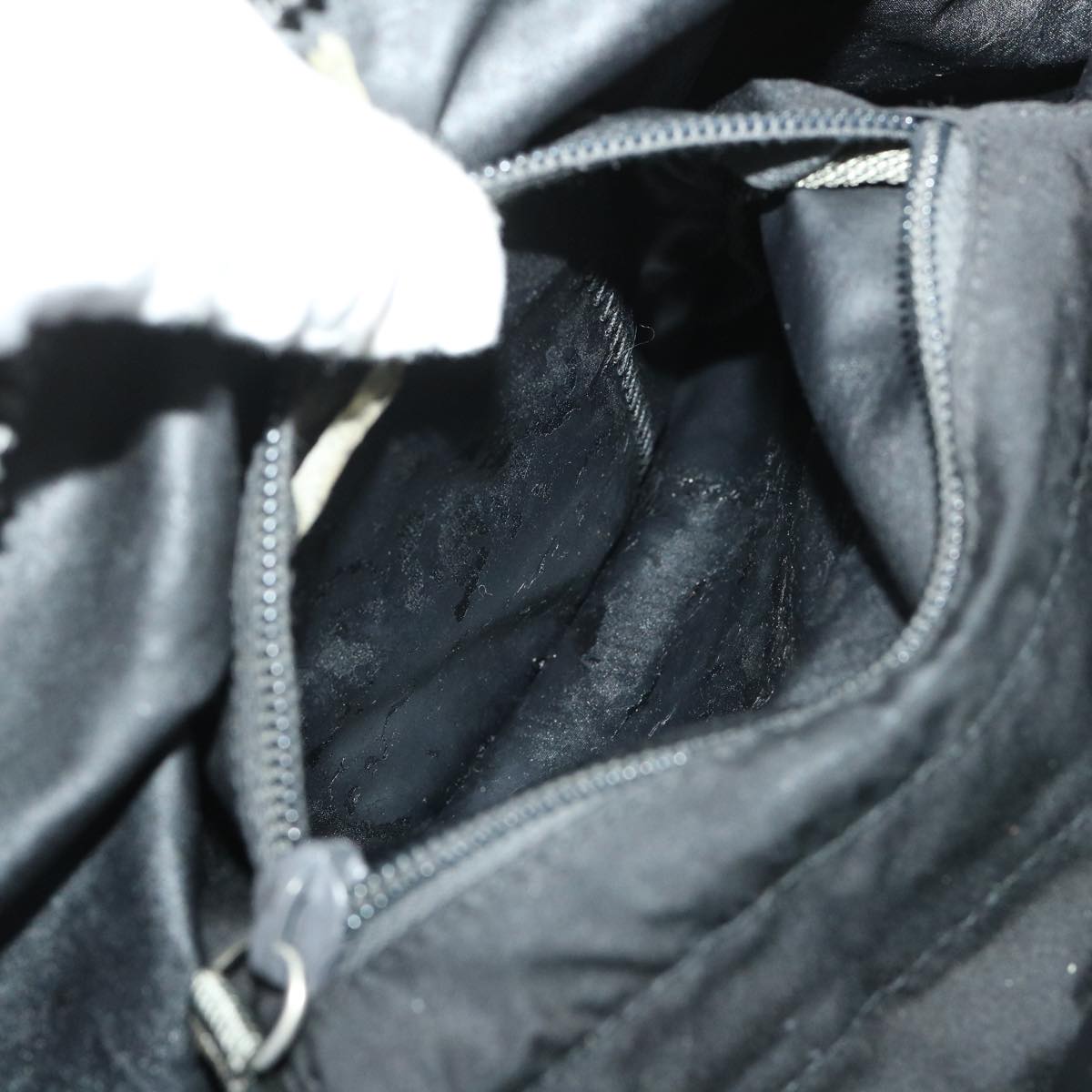 PRADA Hand Bag Nylon Black Red Auth bs6627