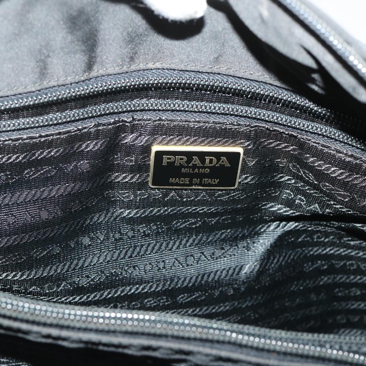 PRADA Shoulder Bag Leather Nylon Black Brown Auth bs6629