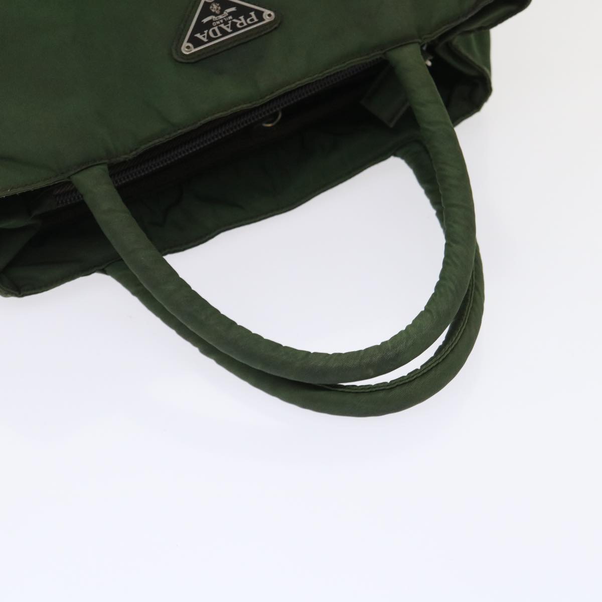 PRADA Hand Bag Nylon Green Auth bs6630