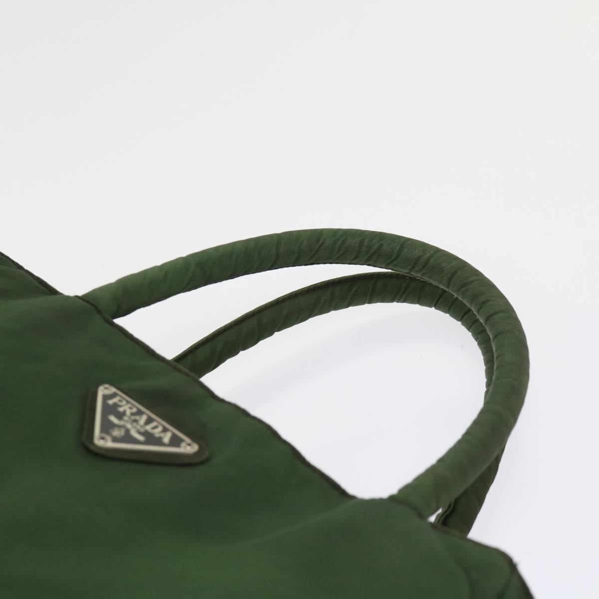 PRADA Hand Bag Nylon Green Auth bs6630